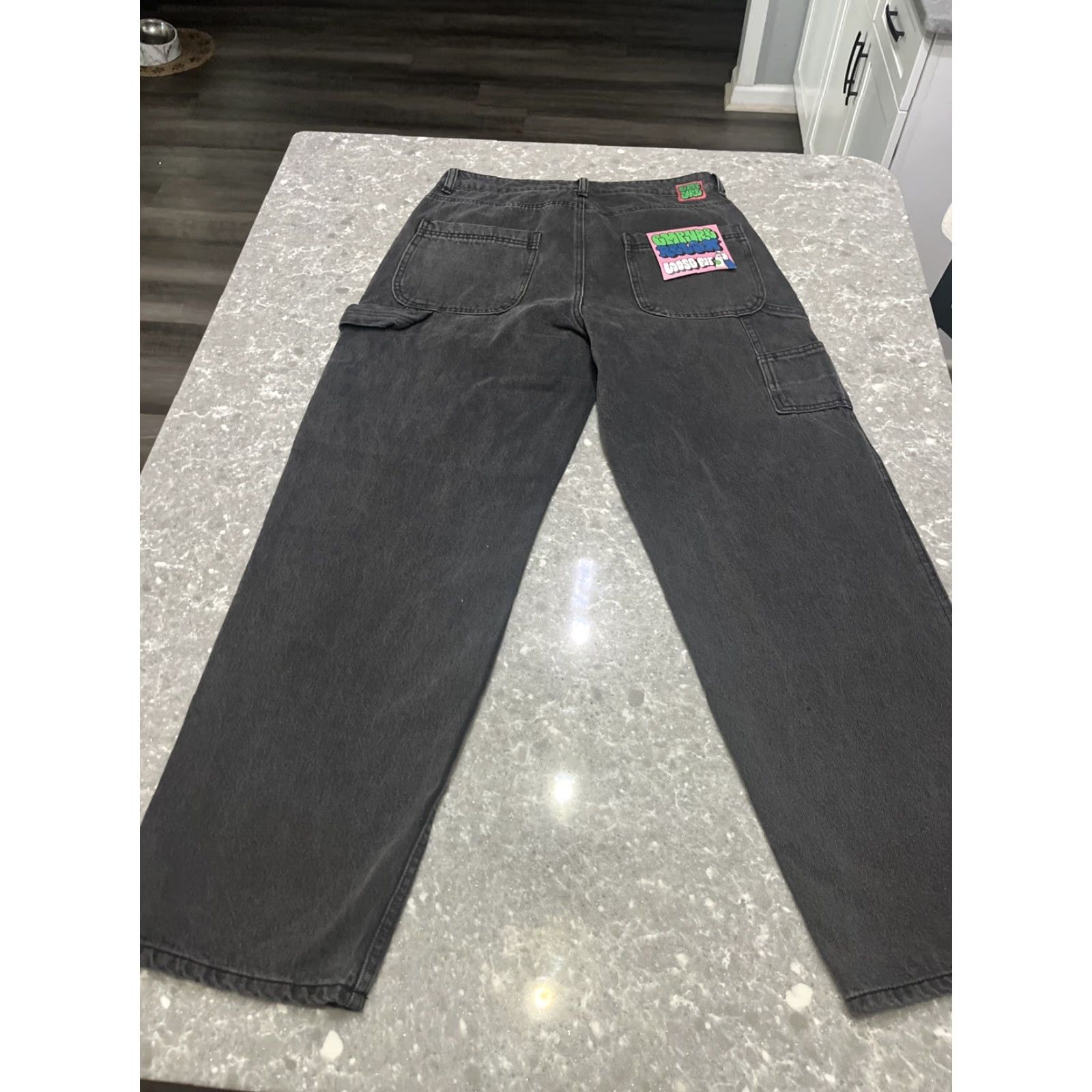 Empyre Empyre Jeans Womens 11 Black Tori Denim High Rise Baggy Skater 34 in Inseam 32 5-Pocket Zipper Button Logo Vintage Womens Jeans Size 32" / US 10 / IT 46 - 7 Thumbnail
