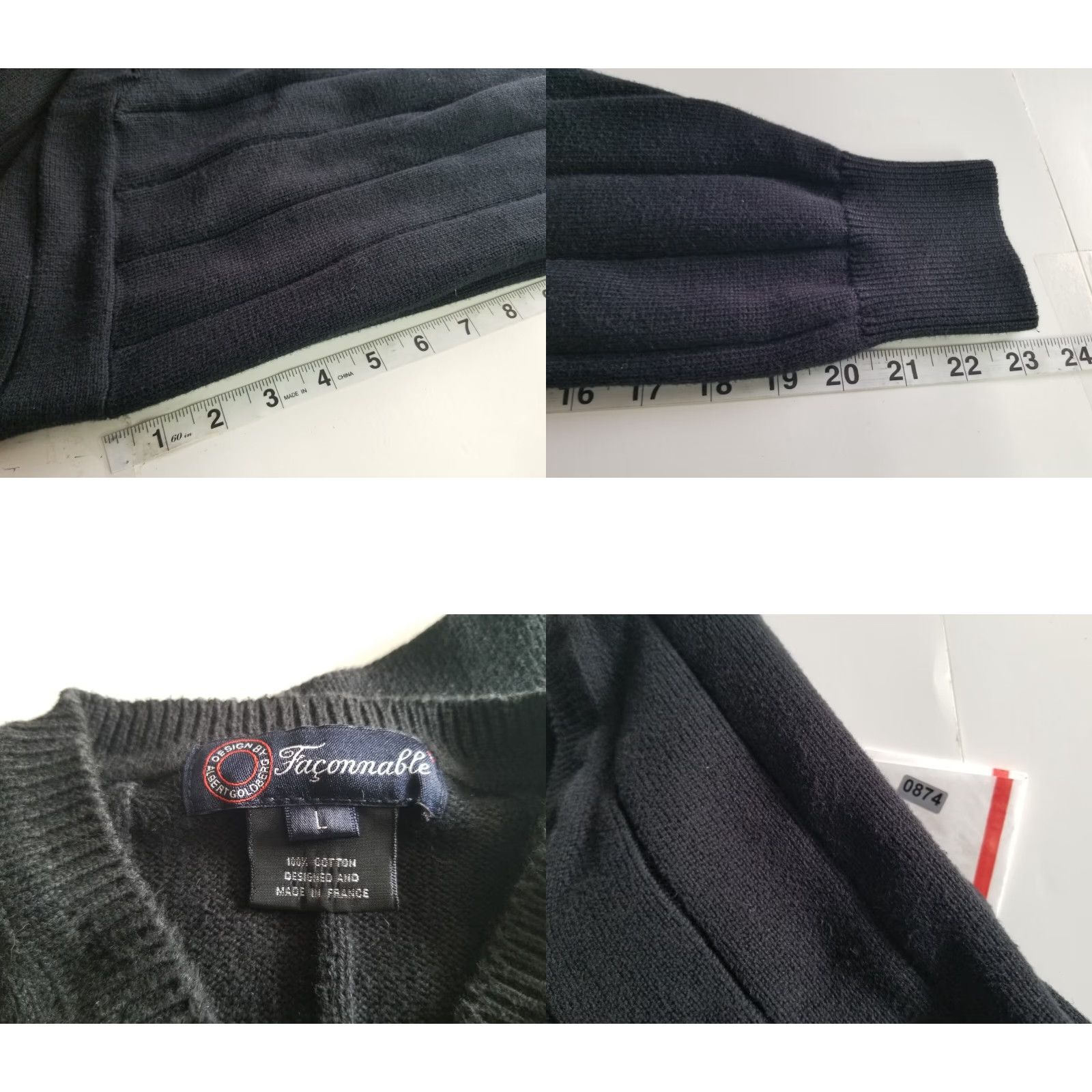 Faconnable VINTAGE Faconnable Sweater Mens Large Black Wool Long Sleeve V Neck Pullover Knit Regular Fit Classic Knitwear Size US L / EU 52-54 / 3 - 8 Thumbnail