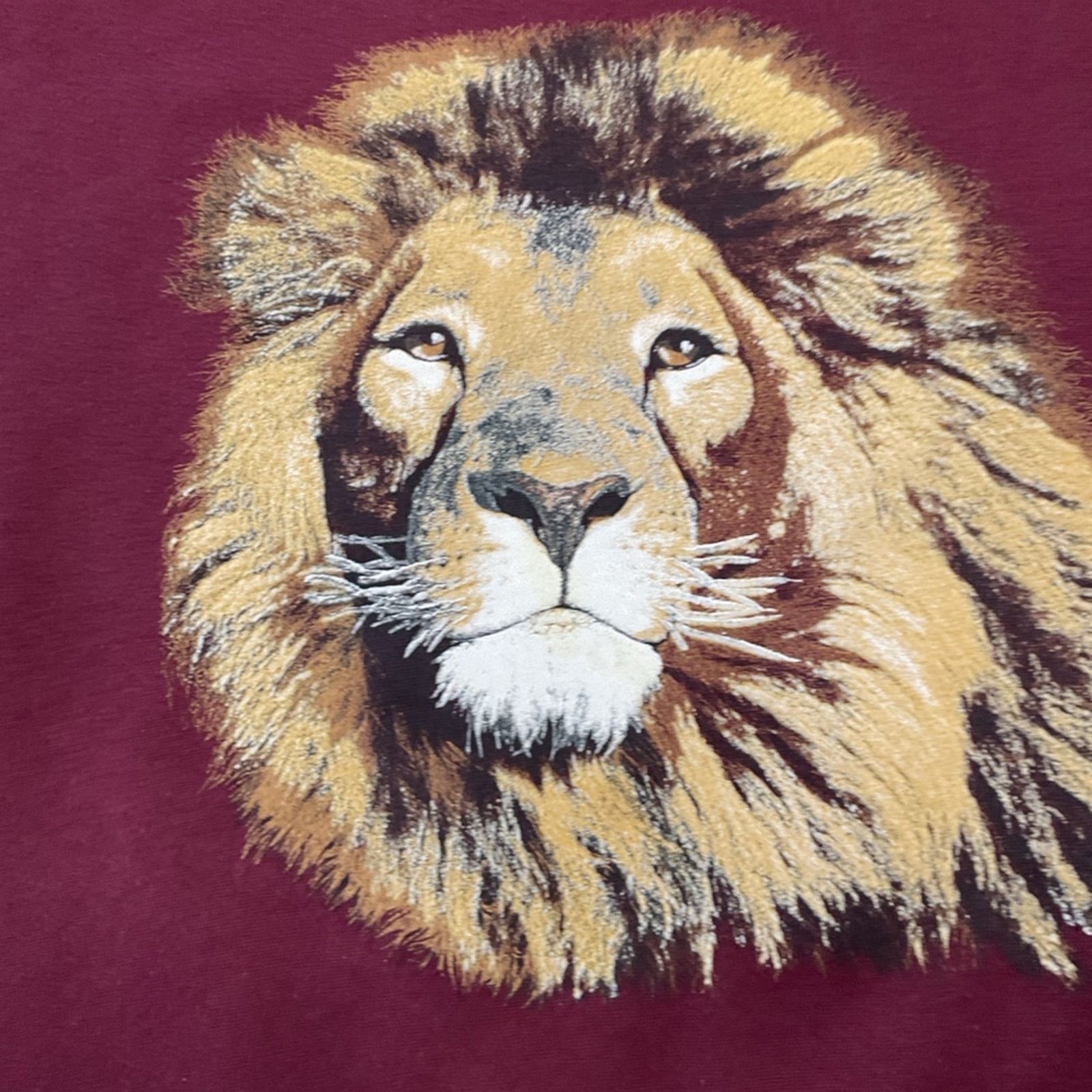 Jerzees Vintage Lion Animal Graphic Maroon Sweatshirt Jerzees Size US XL / EU 56 / 4 - 3 Thumbnail