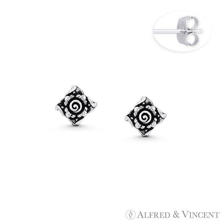 Other Rose Flower Charm Stud Earring in .925 Sterling Silver Size ONE SIZE - 1 Preview