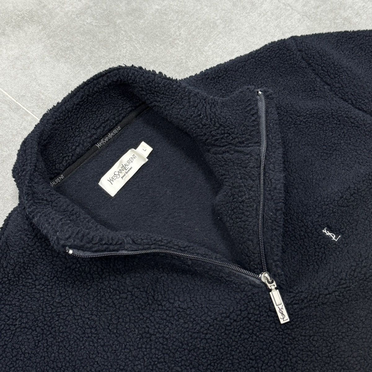 Yves Saint Laurent Rare Yves Saint Laurent YSL 1/3 Zip Fleece Jacket Navy Blue Size US XL / EU 56 / 4 - 9 Thumbnail