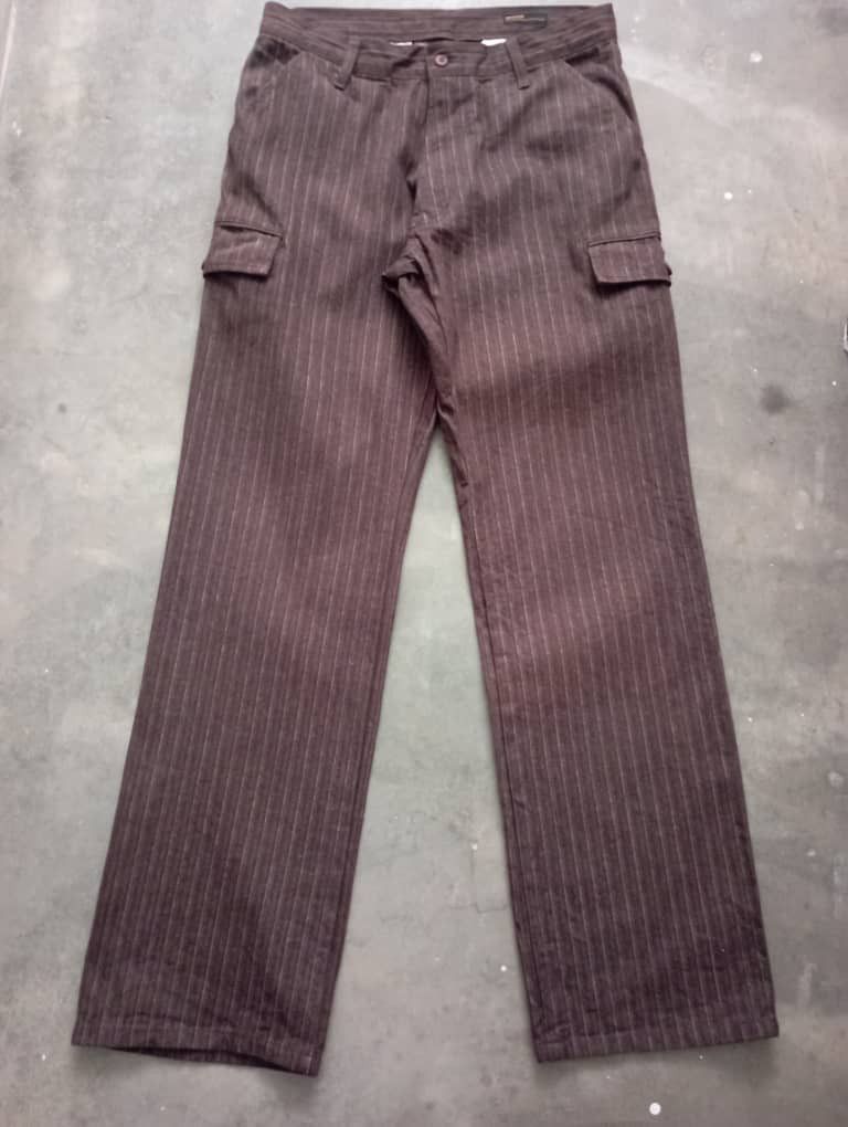 Japanese Cargo Modern Brown Cargo Stripe Pants