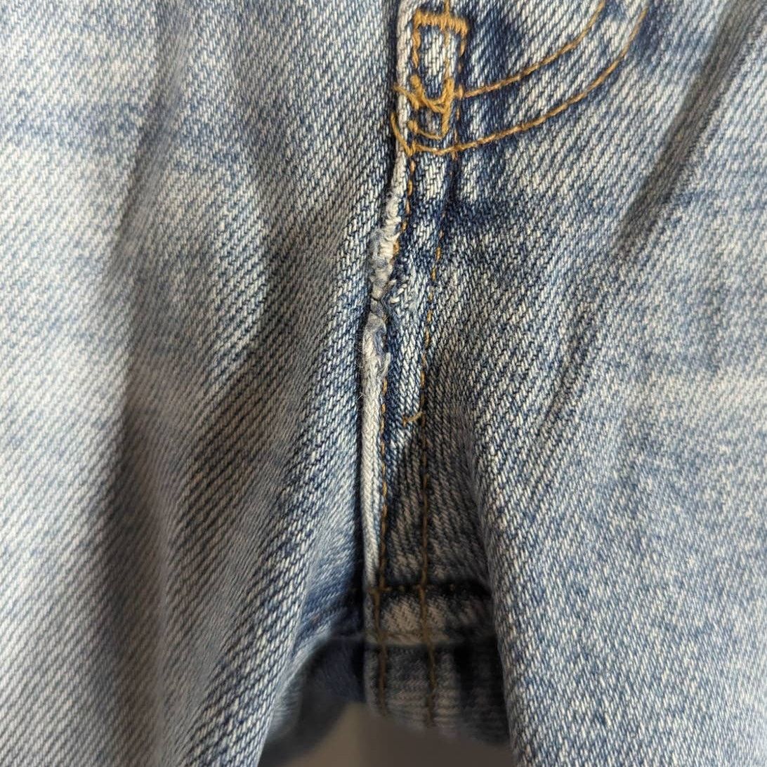 RE/DONE RE/DONE 90s High Rise Ankle Crop Distressed Button Fly Jeans Size 29" - 4 Thumbnail