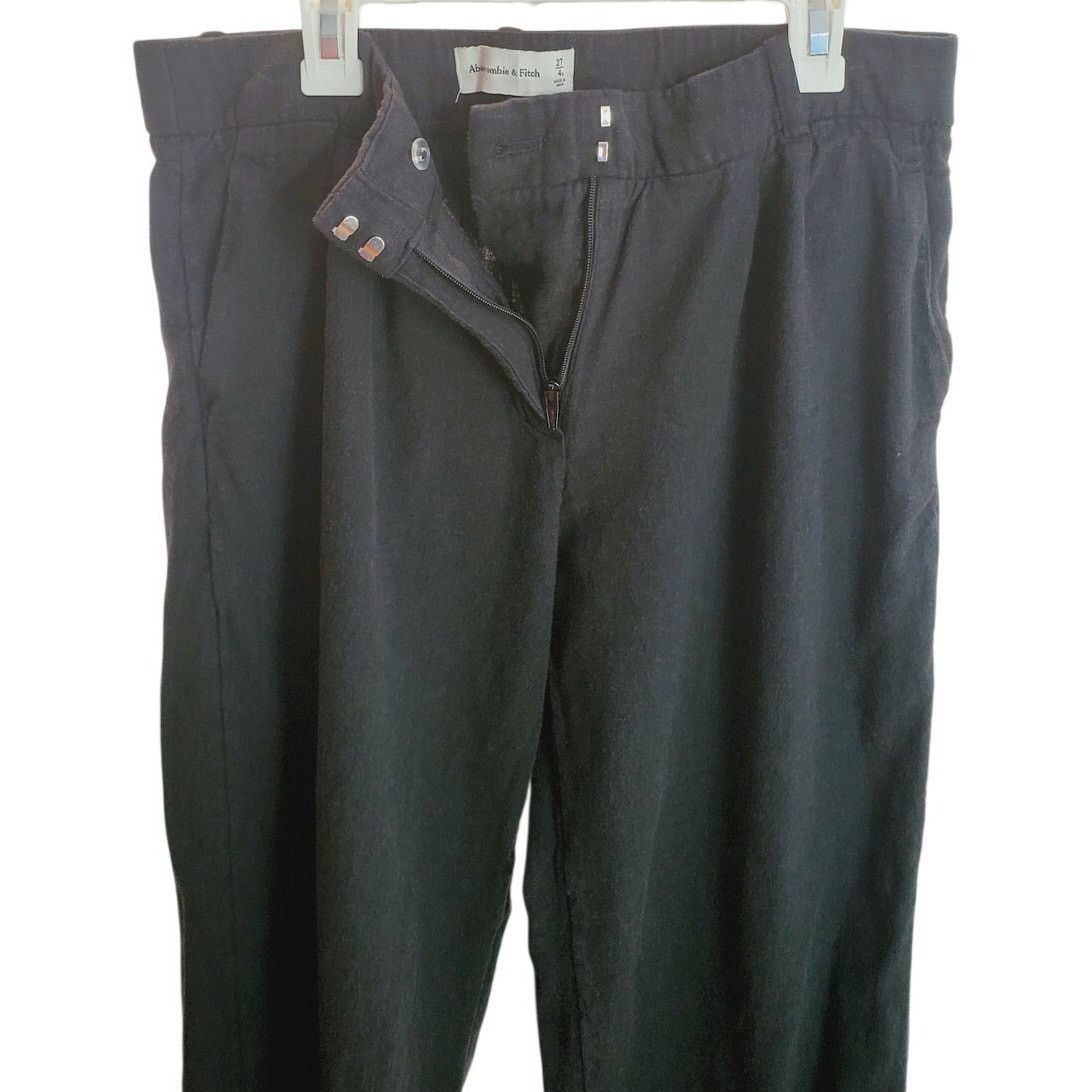 Abercrombie & Fitch Abercrombie & Fitch Black Linen Blend Trouser Pants 27/4 Size 27" / US 4 / IT 40 - 3 Thumbnail