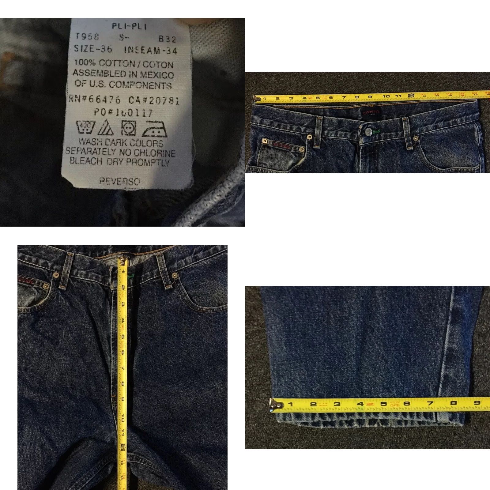 Tommy Hilfiger VINTAGE Tommy Hilfiger Jeans Denim 90s 80s Grunge Skater Distressed 34 Men Blue Jeans Belt X Jeans Products Size US 34 / EU 50 - 9 Thumbnail