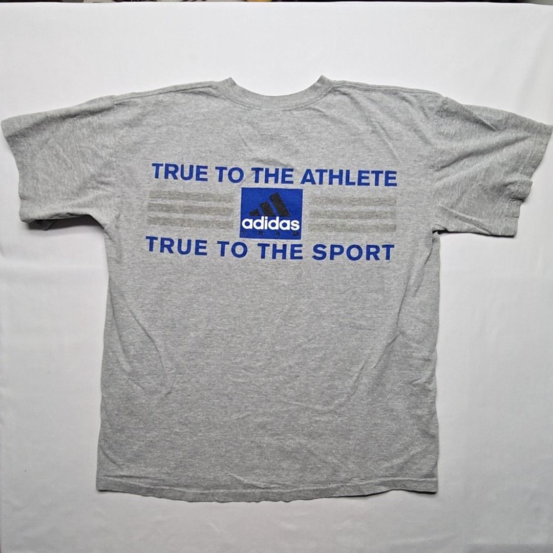 Adidas Vintage Adidas Team Graphic Tee True to Athlete Gray L Tee Size US L / EU 52-54 / 3 - 1 Thumbnail