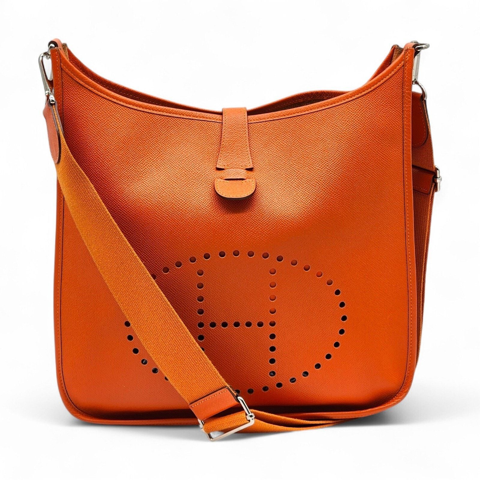 Hermes Evelyne Iii Gm Epsom Leather Crossbody Shoulder Bag Orange, Women's