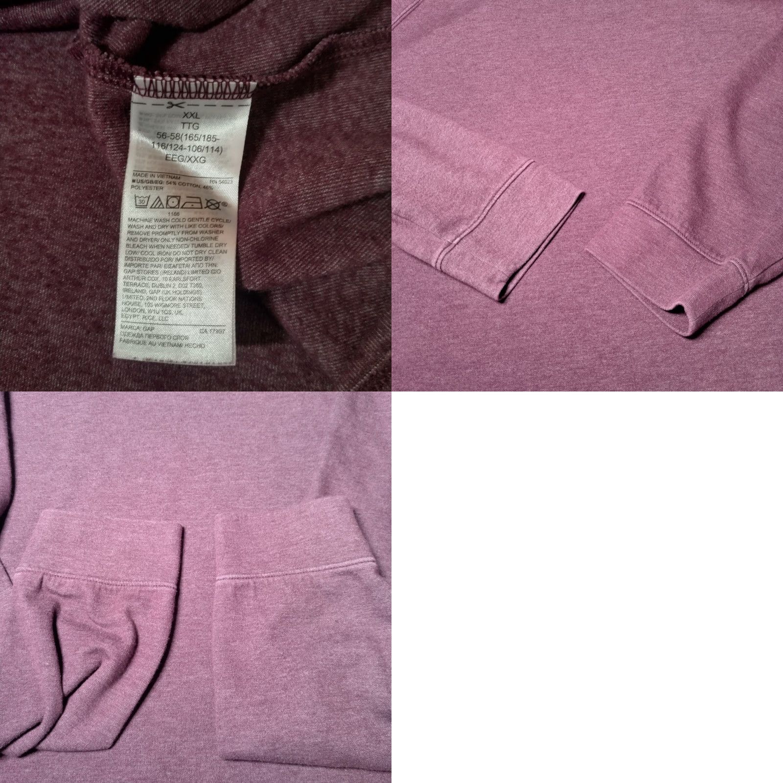 Gap GAP Shirt Women XXL Hooded Raglan Long Sleeve Plum Purple Athleisure Activewear Size XXL / US 16-18 / IT 52-54 - 8 Thumbnail