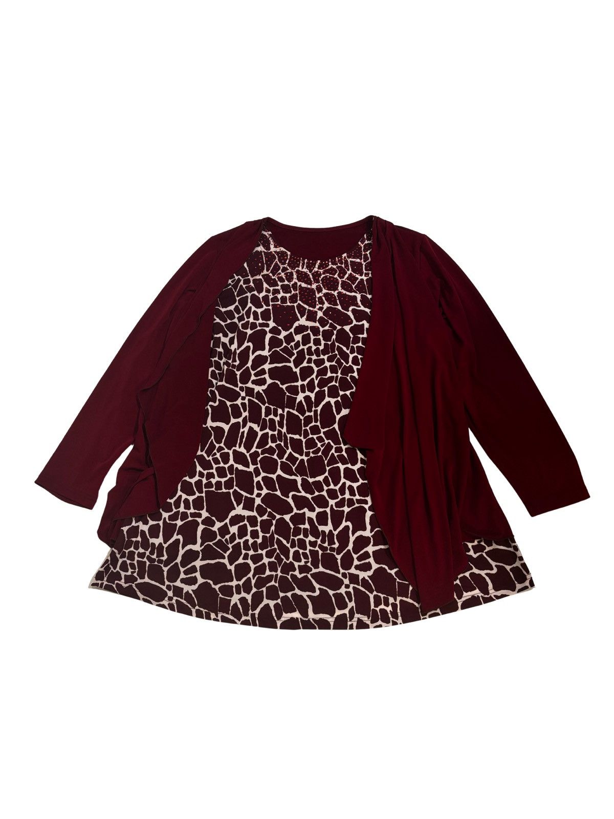 Other Burgundy cardigan Blouse w.beads details.wb2442 Size XXL / US 16-18 / IT 52-54 - 9 Thumbnail