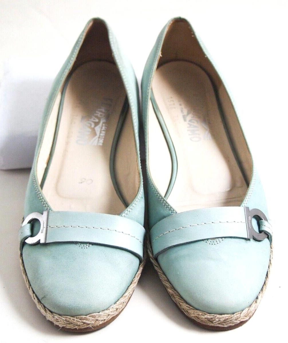 Salvatore Ferragamo Ferragamo Gancio Espadrilles Aqua Blue Suede EU 38 US 7.5 C Size US 7.5 / IT 37.5 - 2 Thumbnail