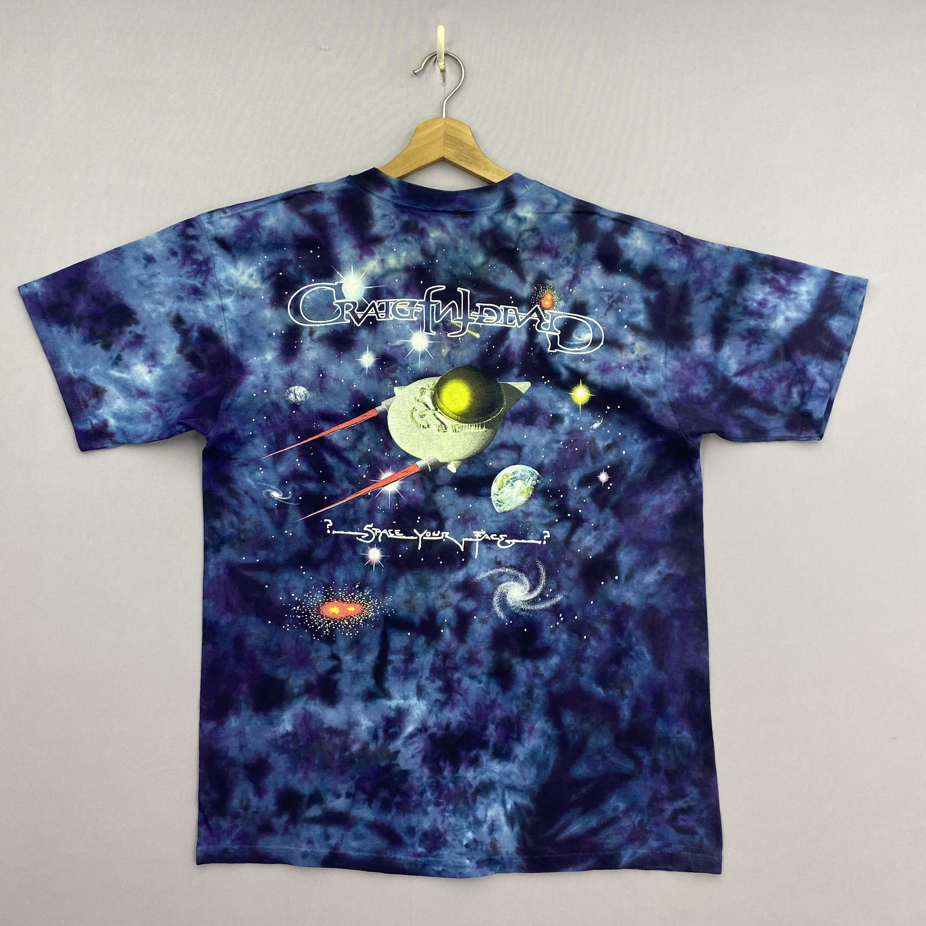 Band Tees × Vintage Vintage 90s Grateful Dead T-Shirt Space Your Face Dye Tee Size US L / EU 52-54 / 3 - 2 Thumbnail