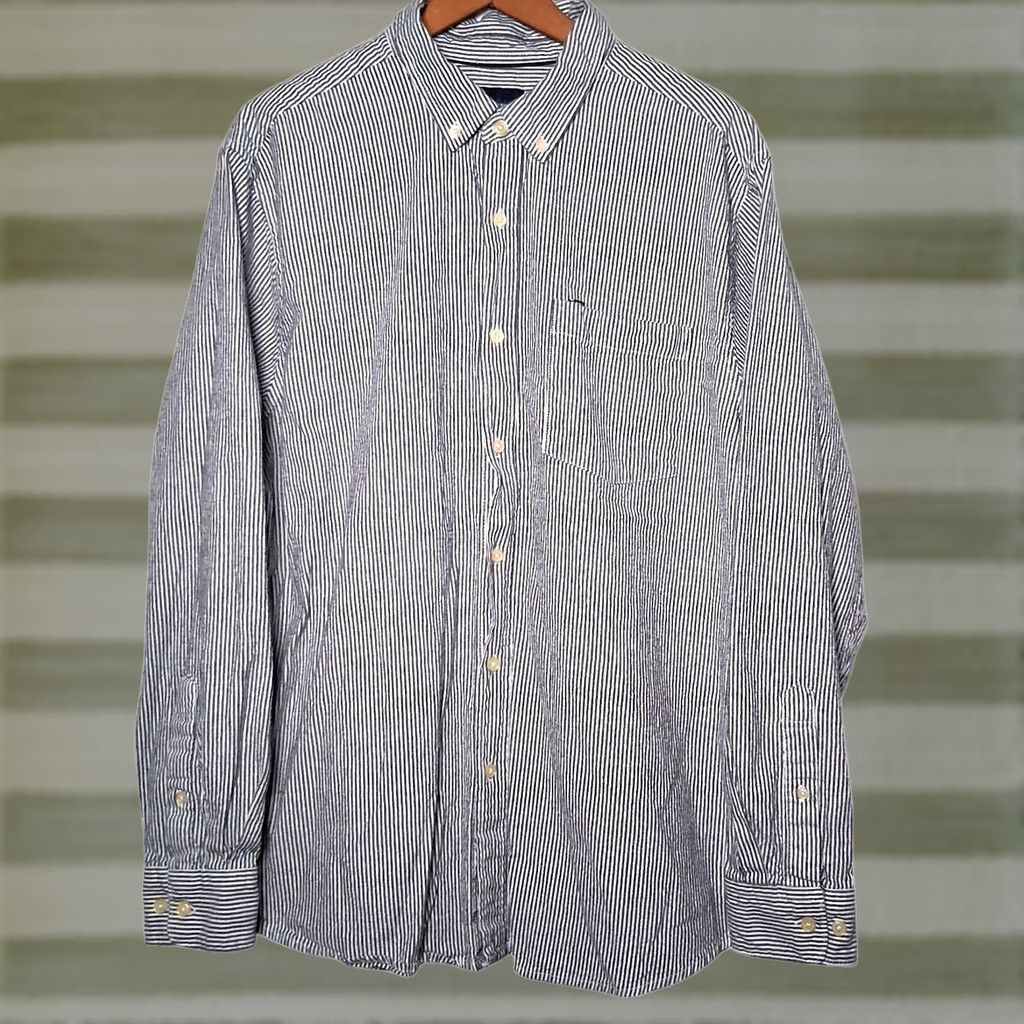 Basic Editions VINTAGE Basic Editions Hickory Stripe Shirt Men XL Button-Down Black Long Sleeve Size US XL / EU 56 / 4 - 1 Thumbnail