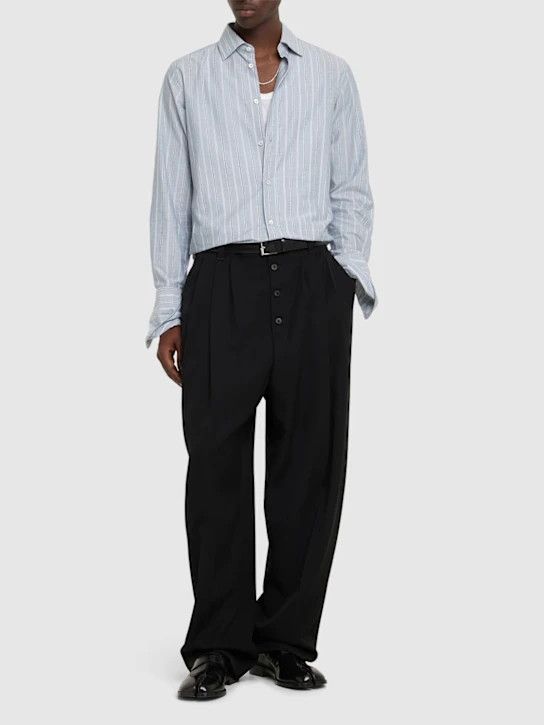 Maison Margiela o1lsvrm0425 Striped Cotton Long-Sleeved Shirt in Blue Size US M / EU 48-50 / 2 - 4 Thumbnail
