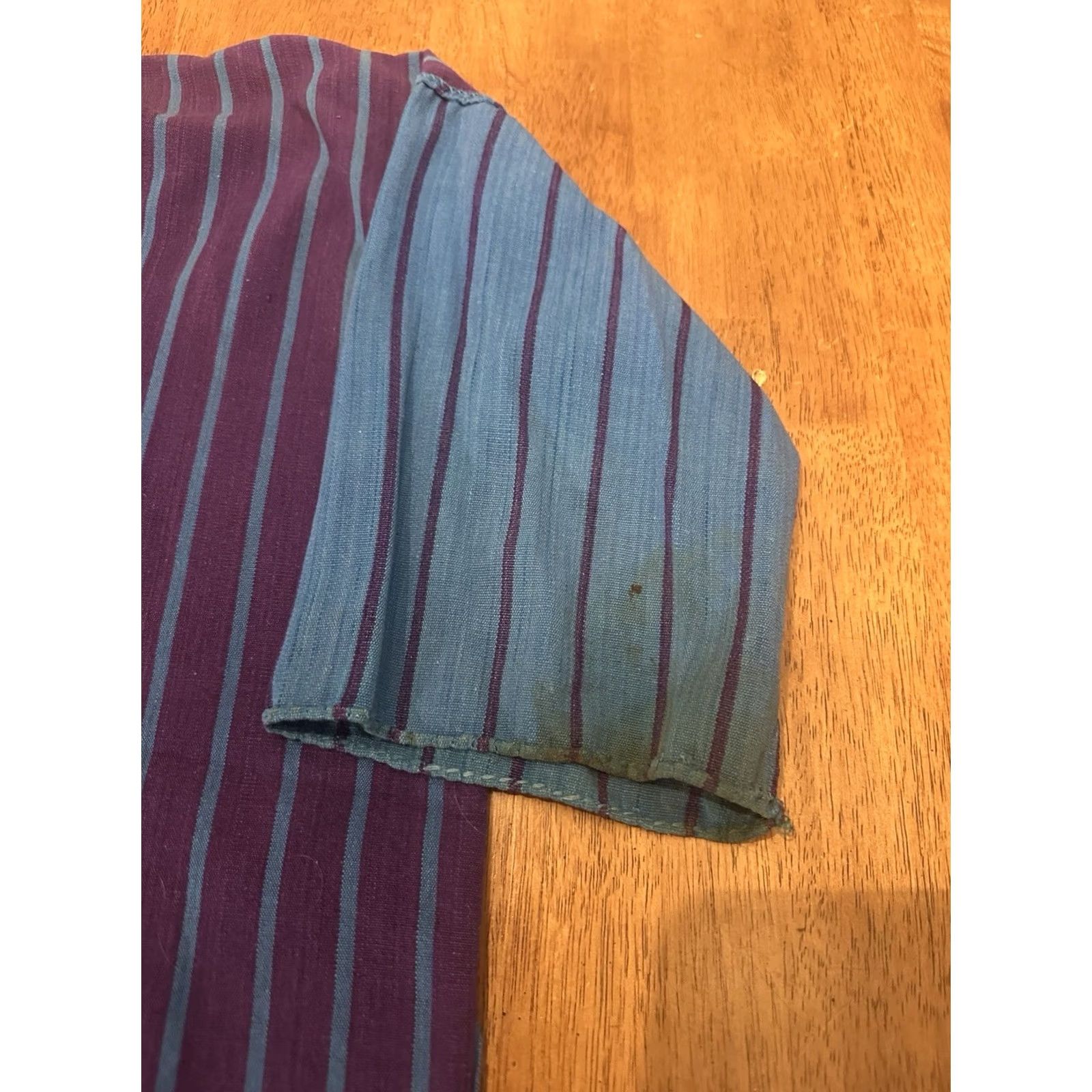 Vintage VINTAGE Guatemalan Shirt XL 70s 80s Striped Hippie Open V Neck Purple Button Mens Size US XL / EU 56 / 4 - 2 Thumbnail