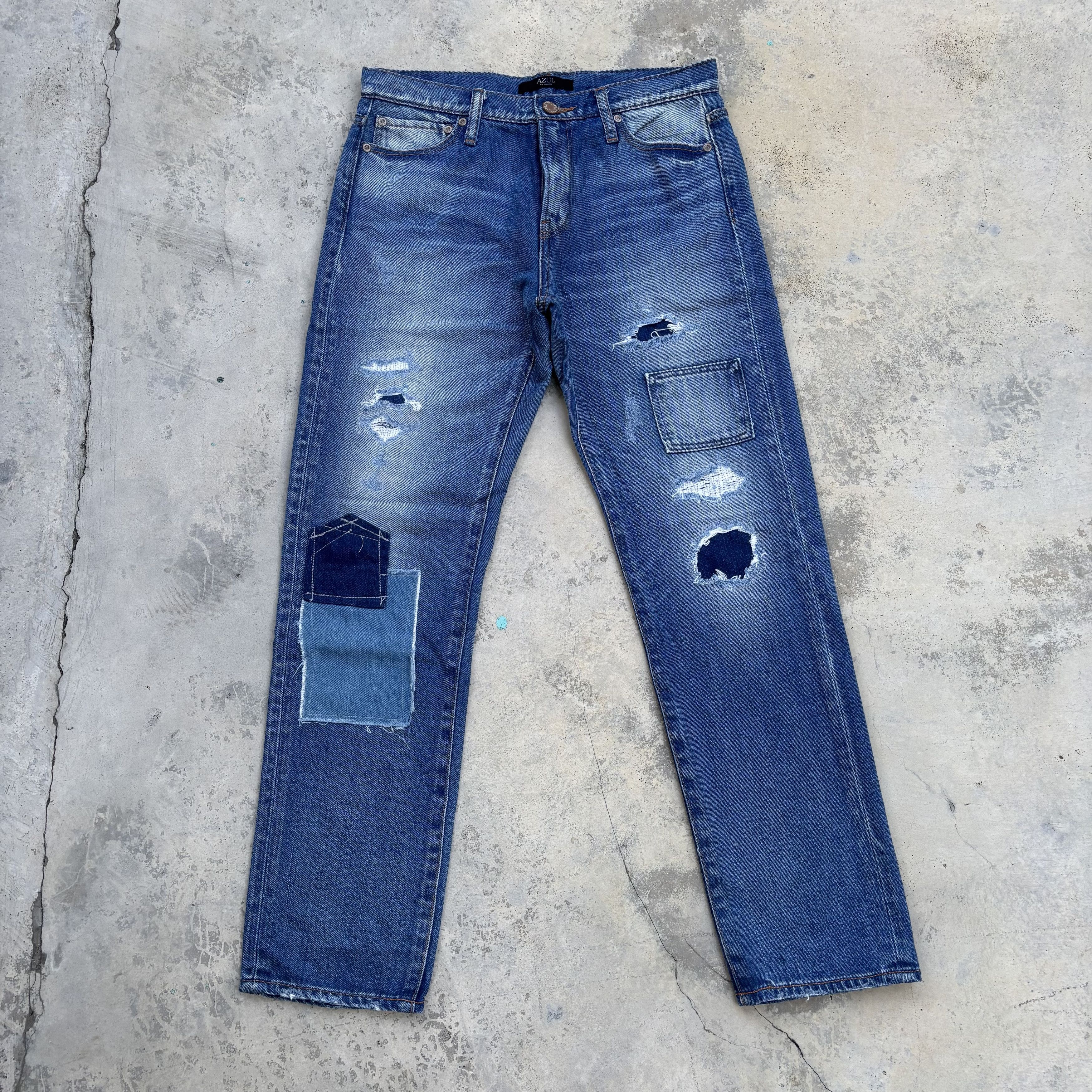 Japanese Brand × Jean × Kapital Vintage Azul By Moussy Patchwork Distressed Denim Jean Size US 31 - 7 Thumbnail