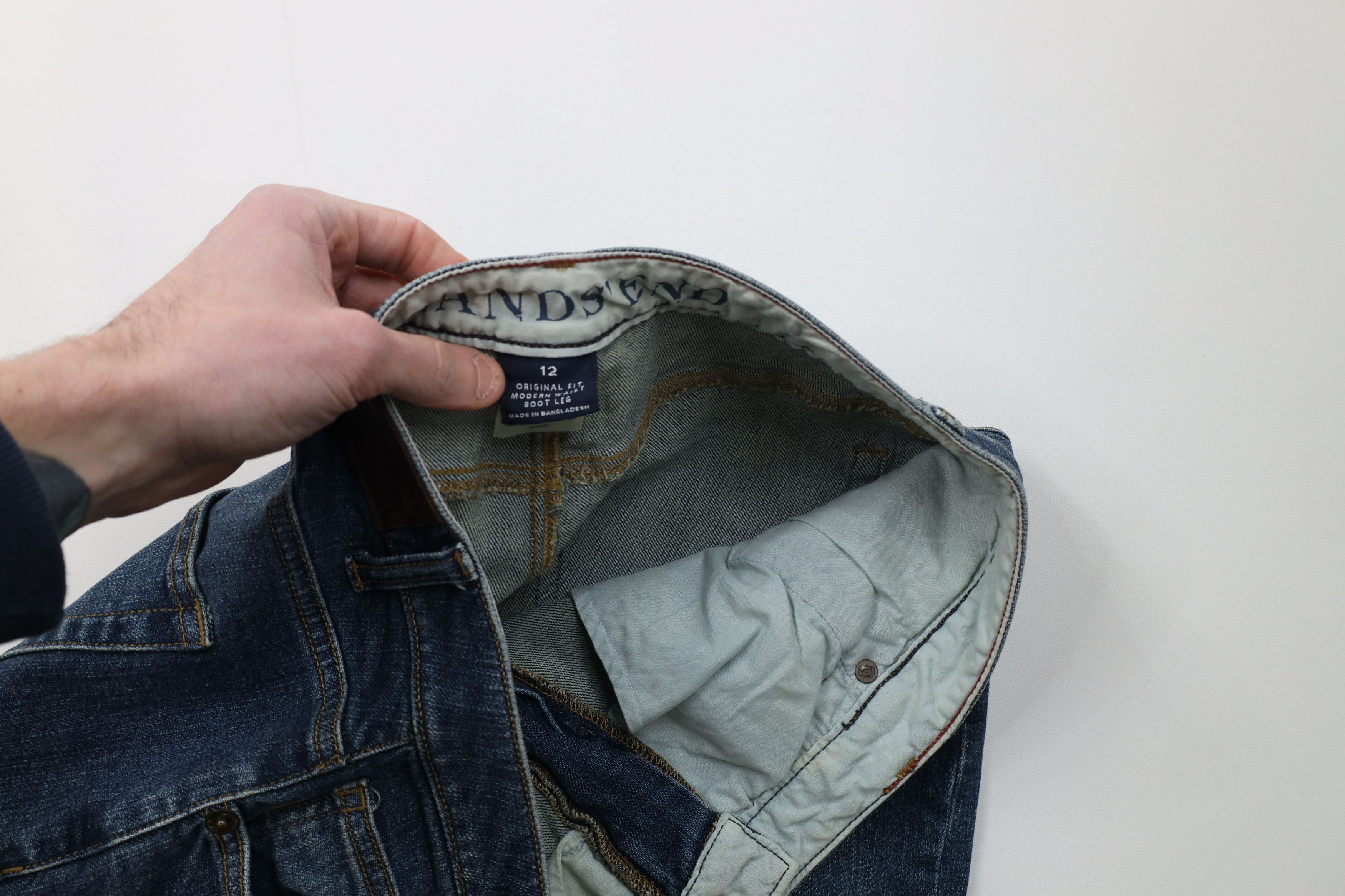 Lands' End Vintage 90s Y2K Lands End Flared Wide Leg Denim Jeans Blue Size 34" / US 12 / IT 48 - 8 Thumbnail