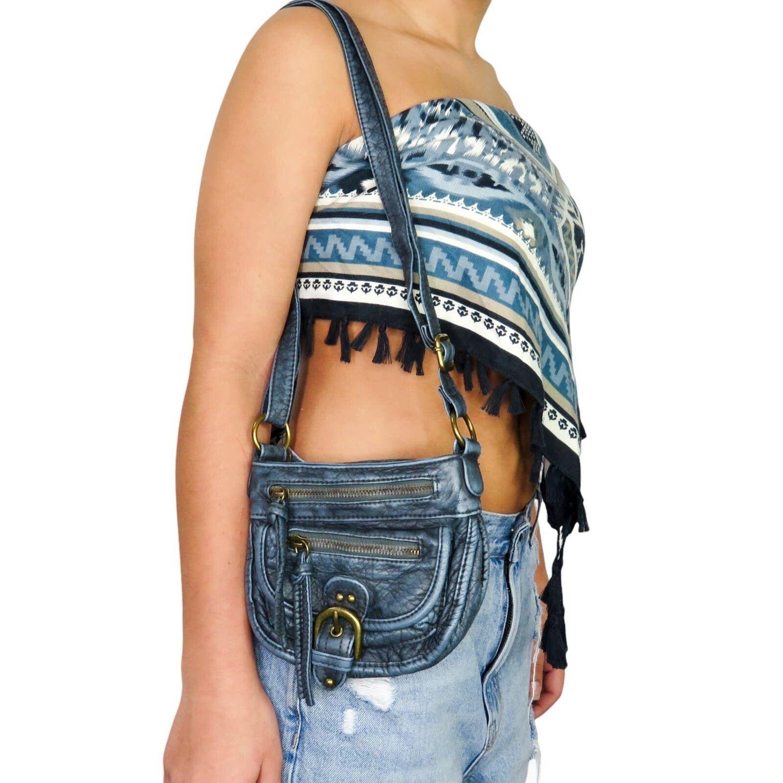 Vintage Y2k Mudd Blue Leather Mini Bag Crossbody Bag Size ONE SIZE - 4 Thumbnail