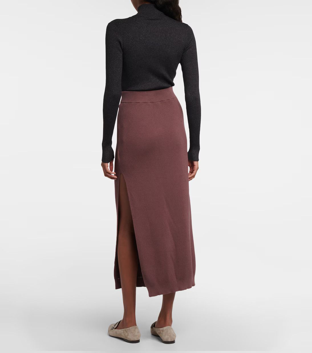 Brunello Cucinelli o1y0725 Midi Skirt in Mauve Size 28" / US 6 / IT 42 - 4 Thumbnail