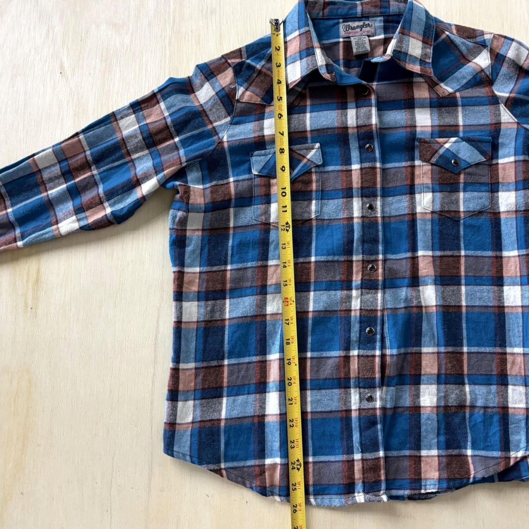 Wrangler Wrangler Womens XL Blue Plaid Flannel Western Snap Shirt Long Sleeve Casual Size XL / US 12-14 / IT 48-50 - 5 Thumbnail