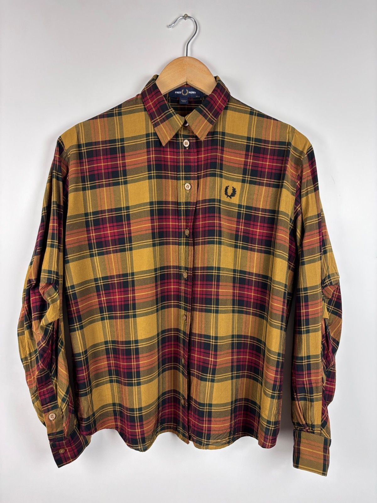 Fred Perry Fred Perry Tartan Button Up Shirt Viscose Brown Size US 4 Size S / US 4 / IT 40 - 1 Thumbnail