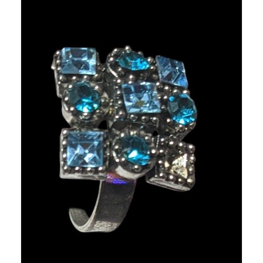 Other Vintage Blue And Silver Tone Signed Adjustable Statement Rin Size ONE SIZE - 7 Thumbnail