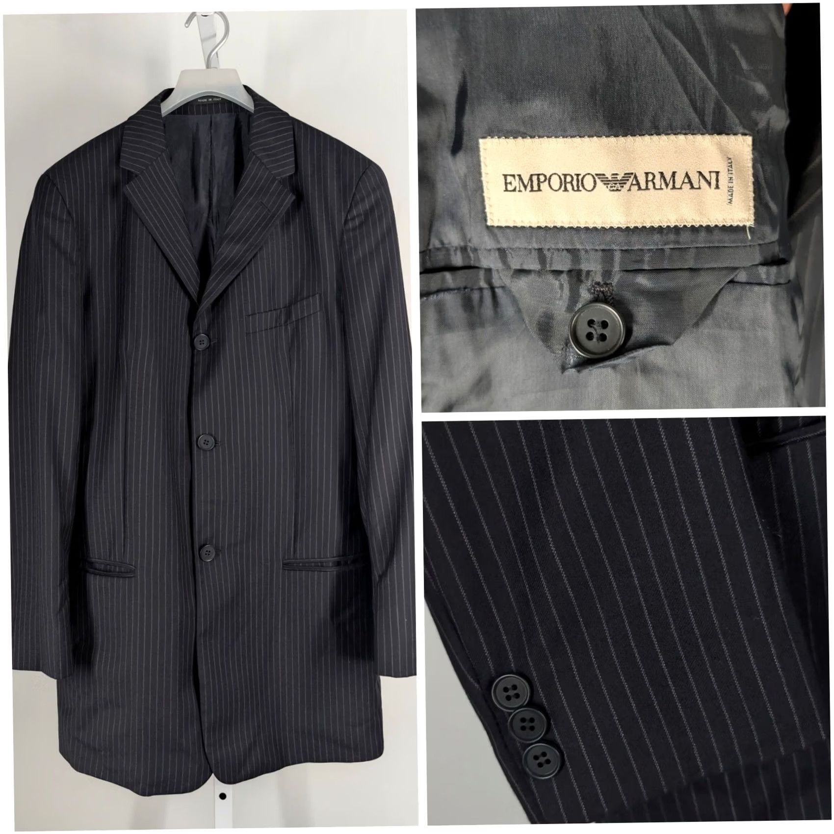 Emporio Armani VINTAGE Emporio Armani Pinstripe Blazer Jacket Men 40 Wool Navy Italy Y2K Formal/Business/Cocktail Size 40R - 2 Thumbnail