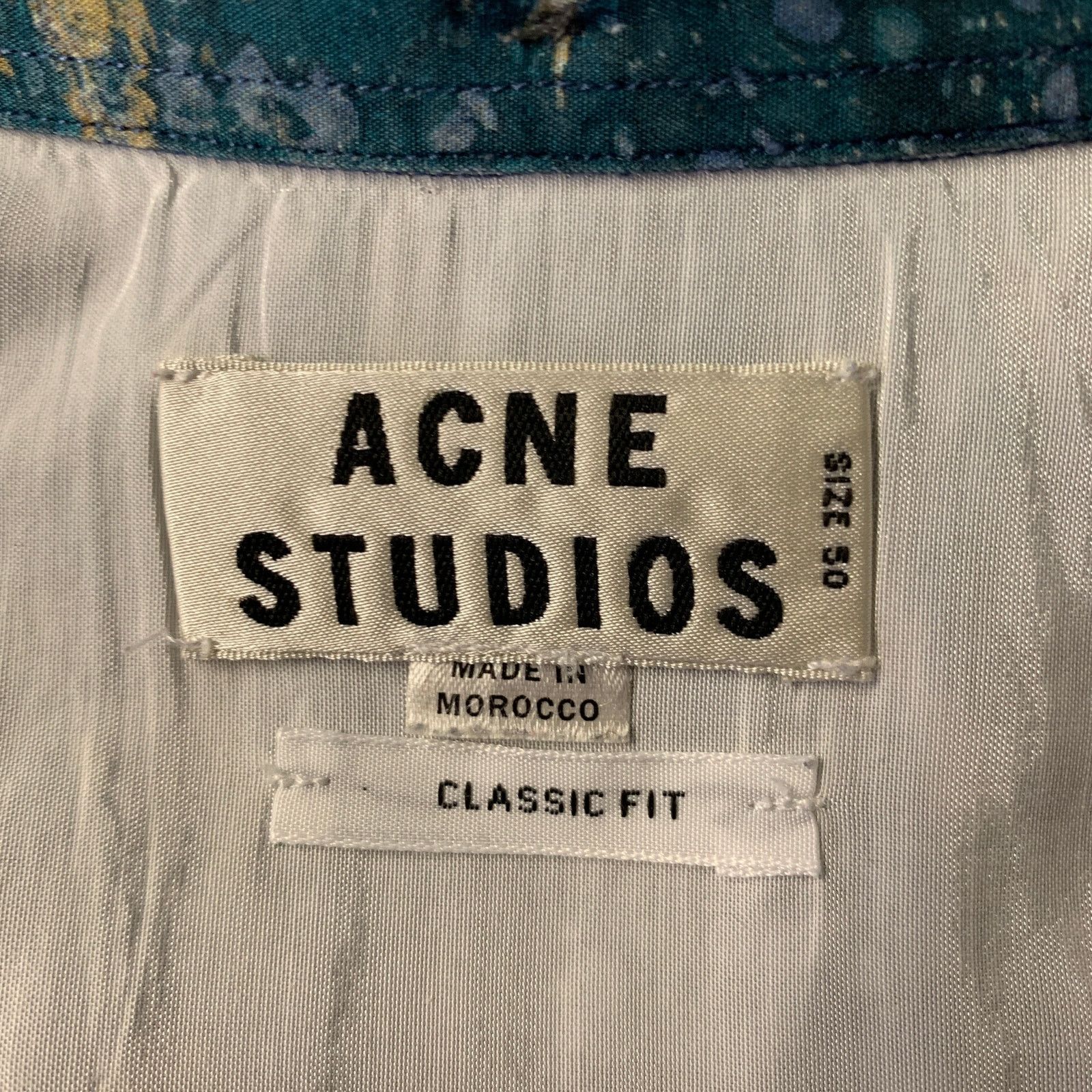 Acne Studios ACNE STUDIOS M Blue Teal Marbled Cotton Button Down Shirt Size US M / EU 48-50 / 2 - 5 Thumbnail