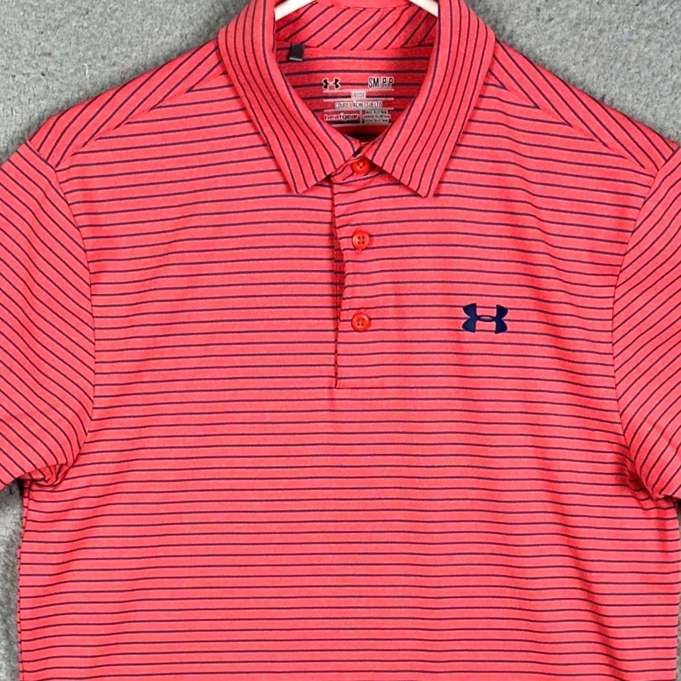 Under Armour Under Armour Polo Shirt Mens Small Red Navy HeatGear Loose Golf Rugby Stretch Size US S / EU 44-46 / 1 - 2 Thumbnail