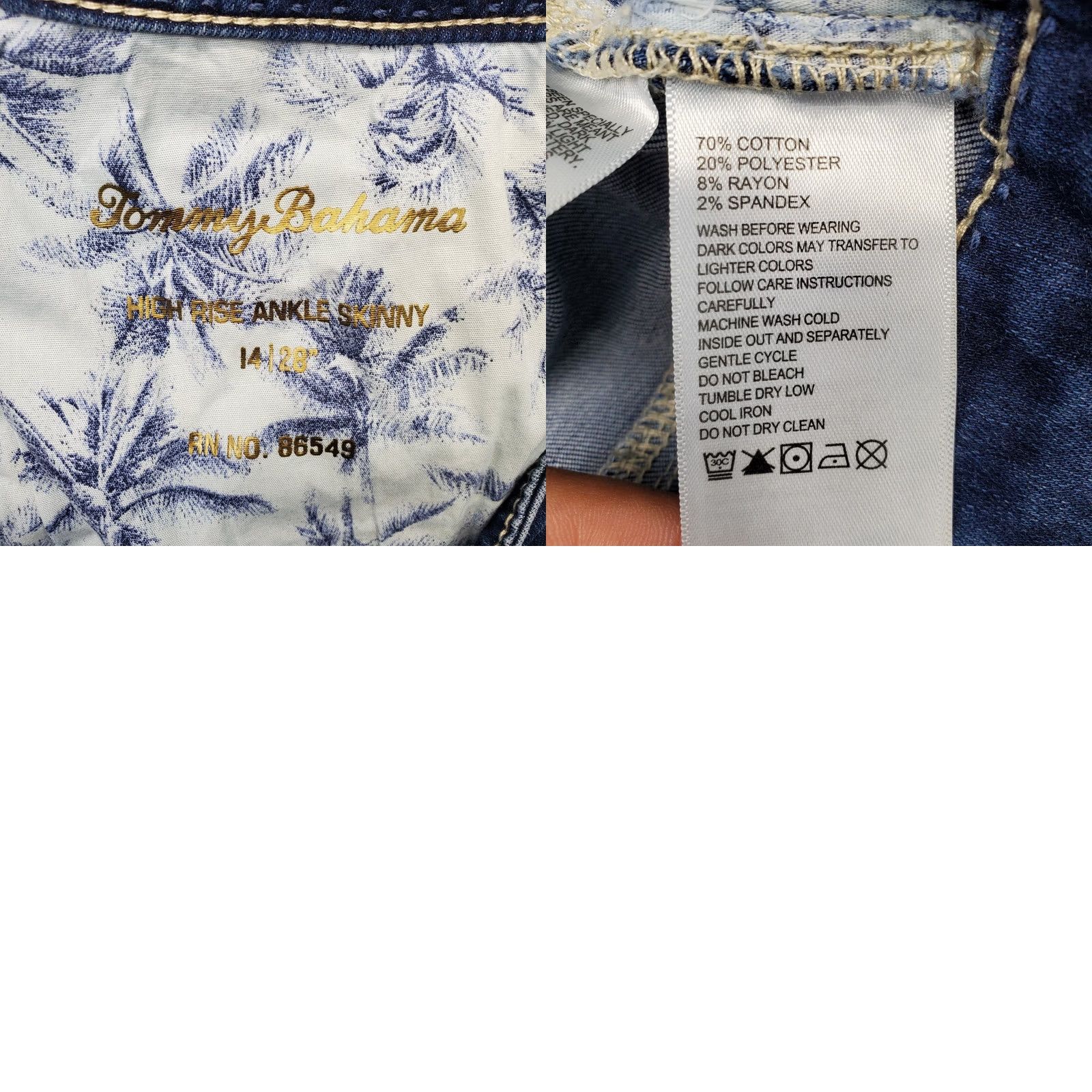 Tommy Bahama Tommy Bahama Womens 14 Jeans Denim High Rise Skinny 5-Pocket Stretch Blue Size 36" / US 14 / IT 50 - 8 Thumbnail