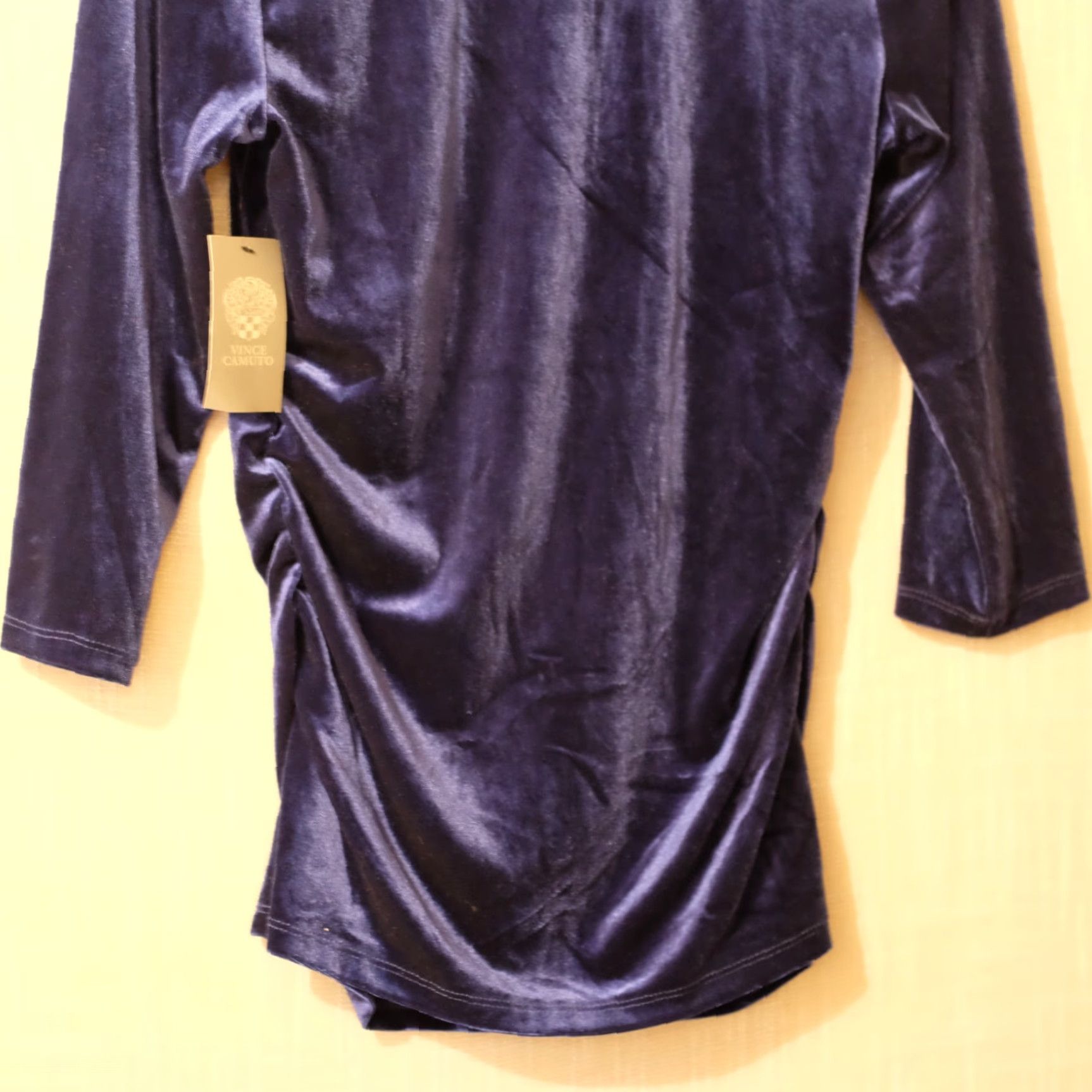Vince Camuto VNC Vince Camuto Blouse Velvet V-Neck Blue 3/4 Sleeve Stretch Women's M Size M / US 6-8 / IT 42-44 - 7 Thumbnail