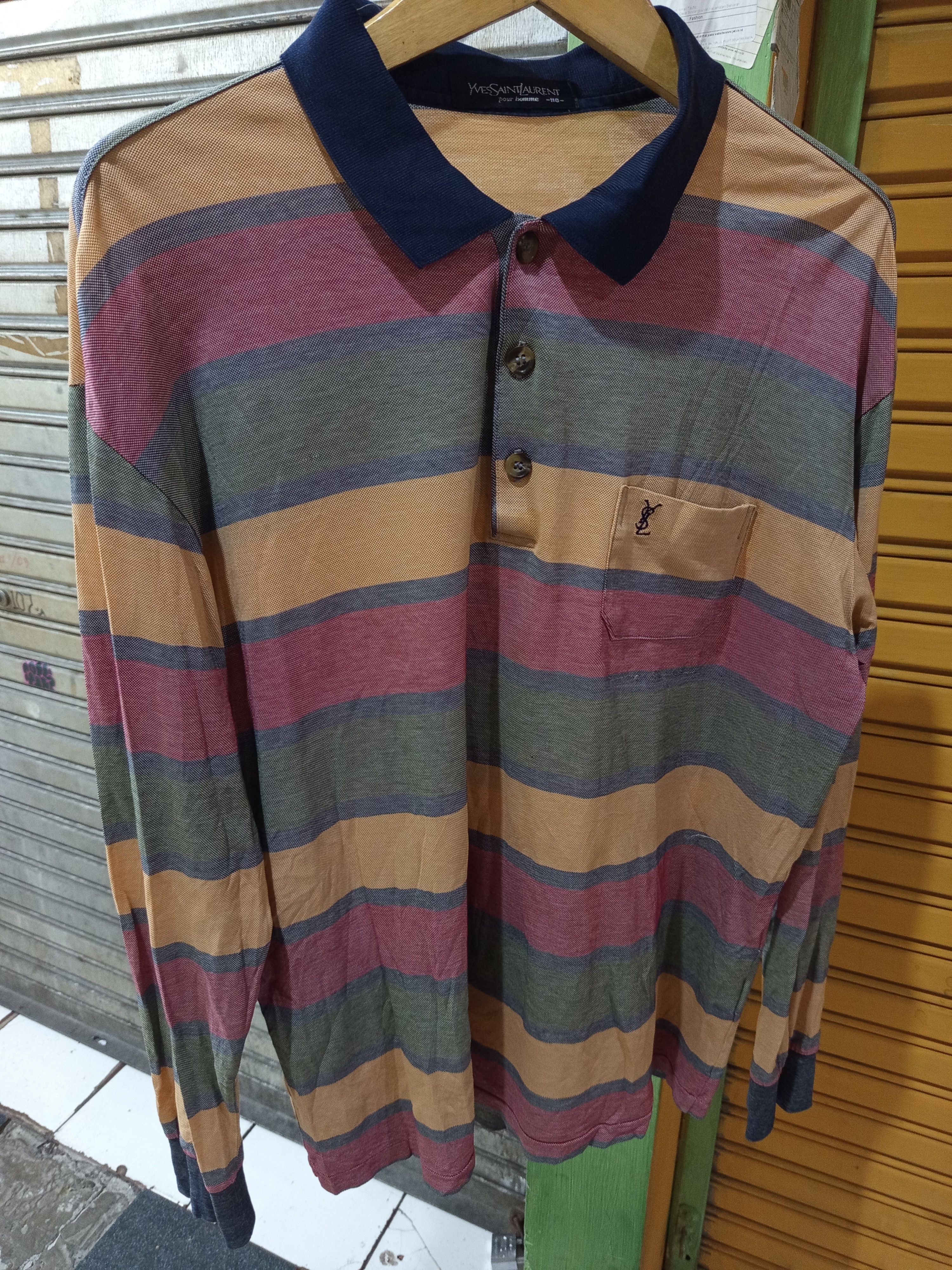 Yves Saint Laurent Yves Saint Laurent Pour Homme Striped Polo Shirt Size US L / EU 52-54 / 3 - 3 Thumbnail