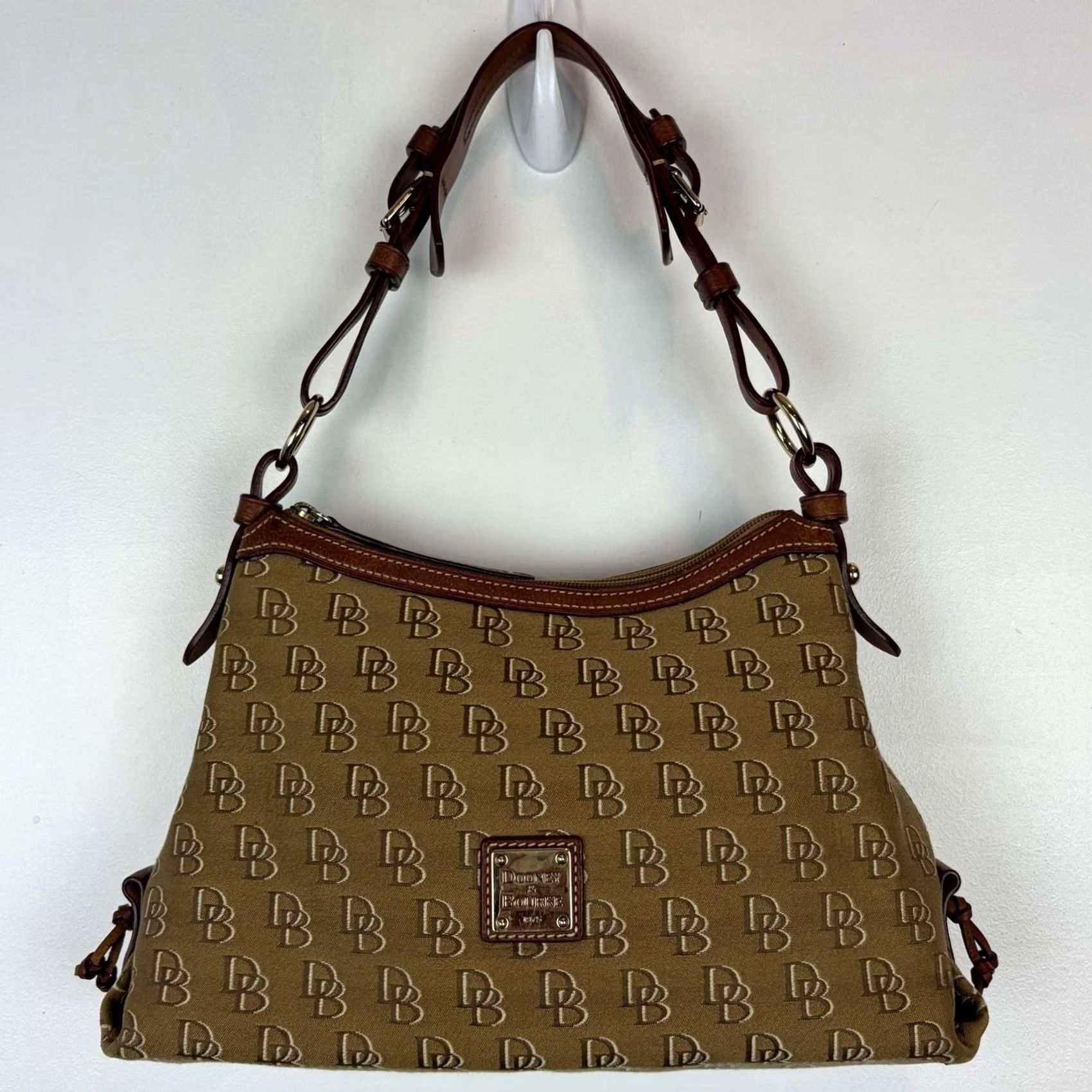 Dooney & Bourke Dooney & Bourke Monogram Hobo Bag Prairie Winds Anniversary Brown Leather Monogram Zipper Bag Women Medium Size ONE SIZE - 2 Thumbnail