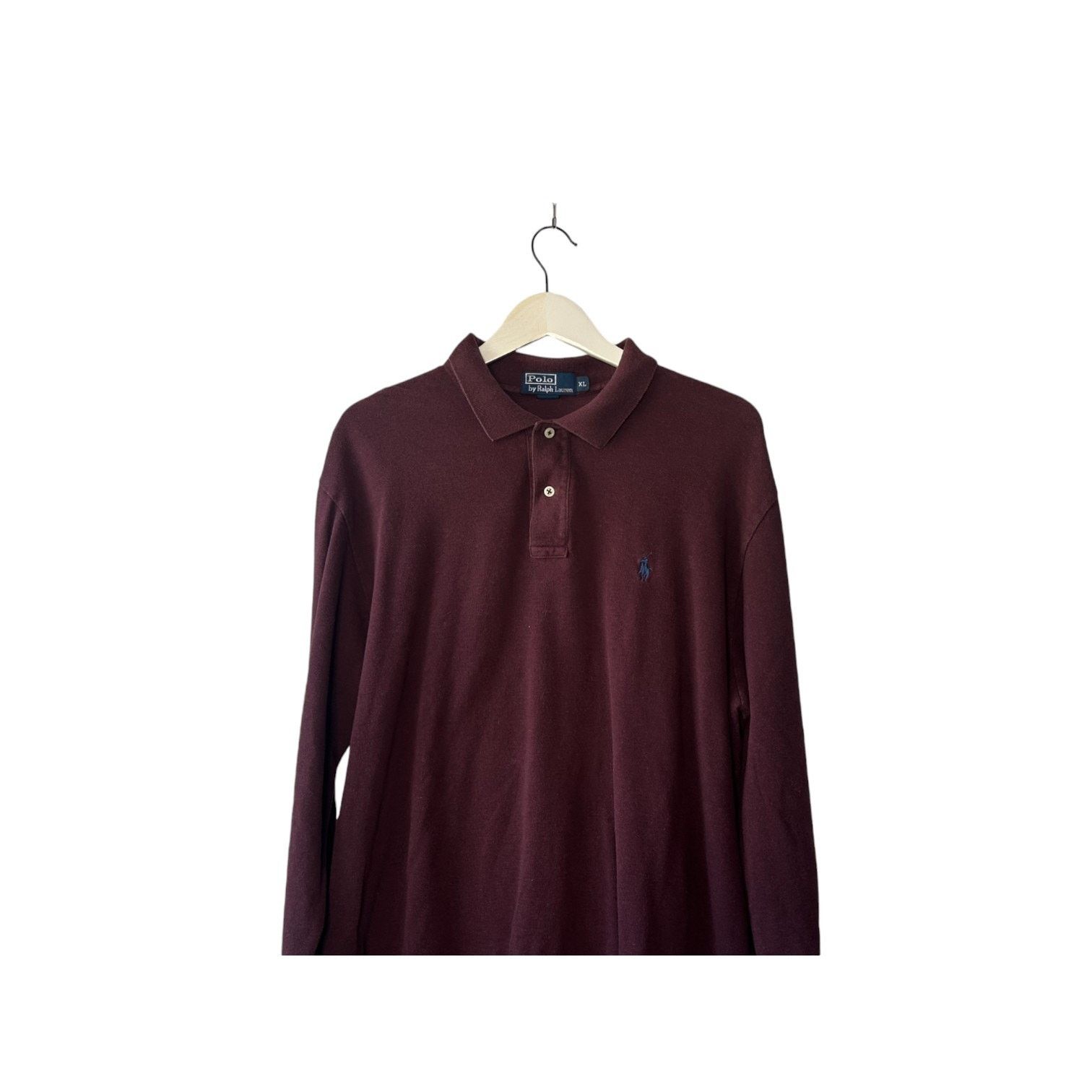 Ralph Lauren Polo by Ralph Lauren Maroon Long Sleeve 100% Cotton Polo XL Size US XL / EU 56 / 4 - 2 Thumbnail