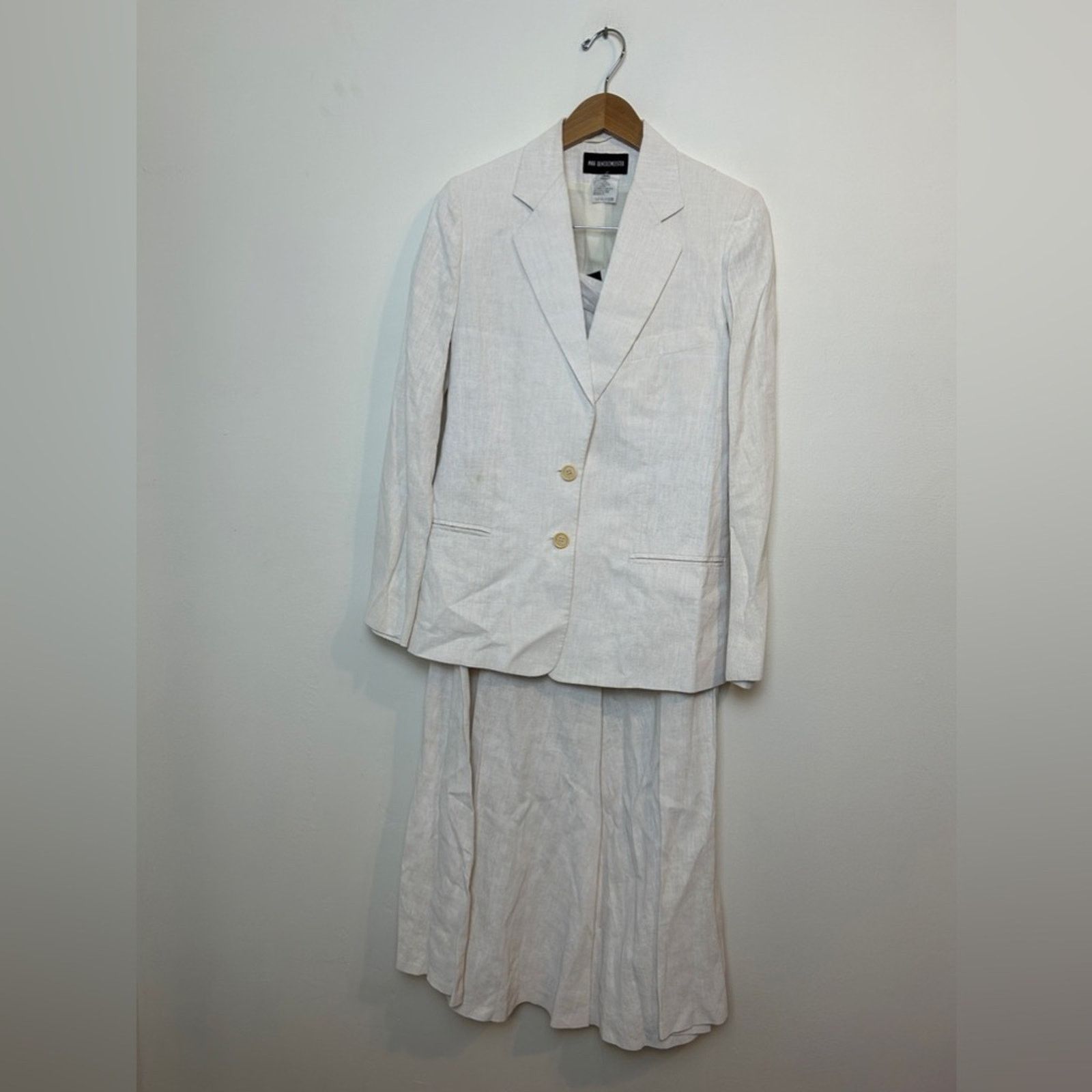 Ann Demeulemeester ann demeulemeester White Linen Blazer/Skirt Set Size 27" / US 4 / IT 40 - 1 Thumbnail
