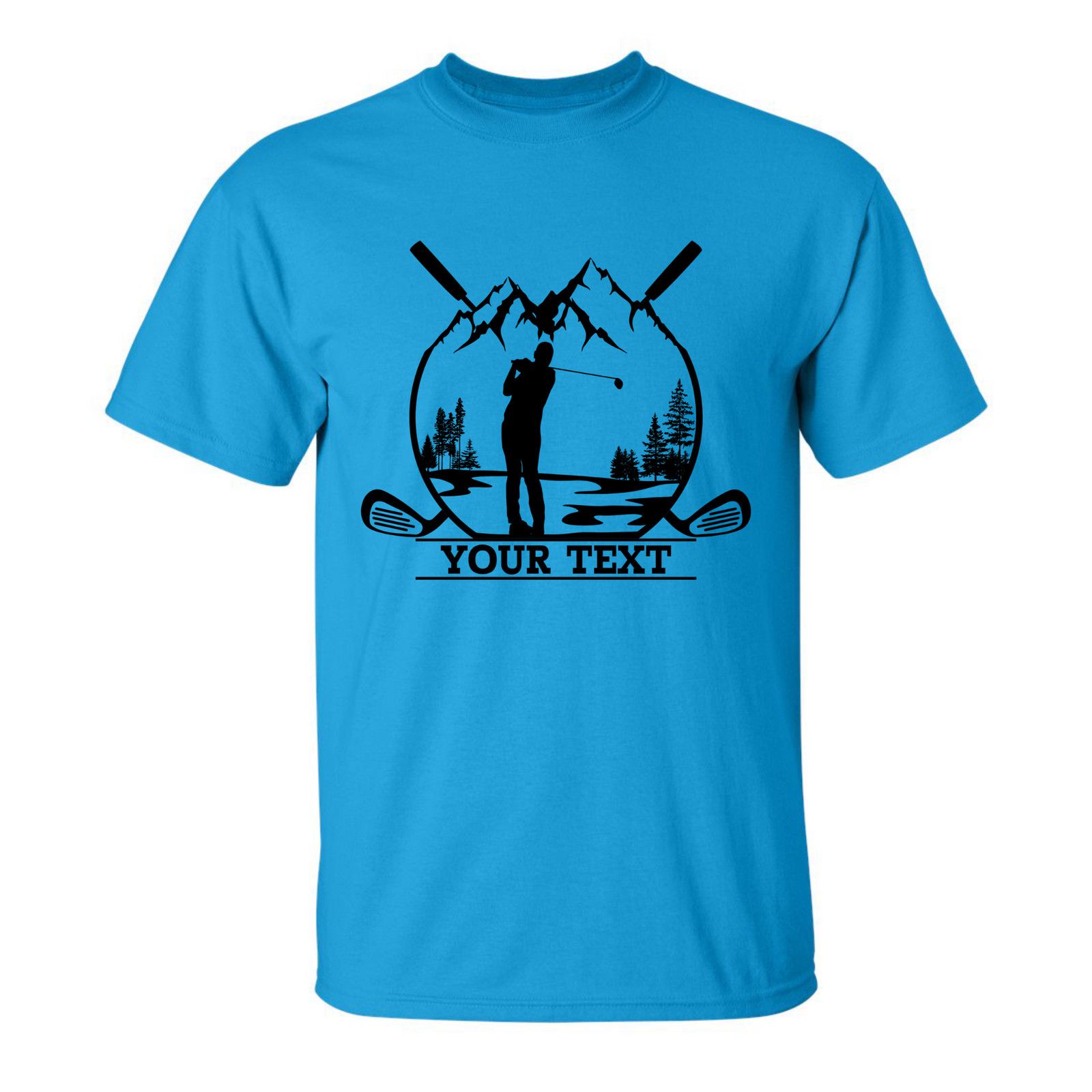 Gildan Personalized Golfer in Nature Scenery Custom Text T-Shirt Size US L / EU 52-54 / 3 - 23 Thumbnail