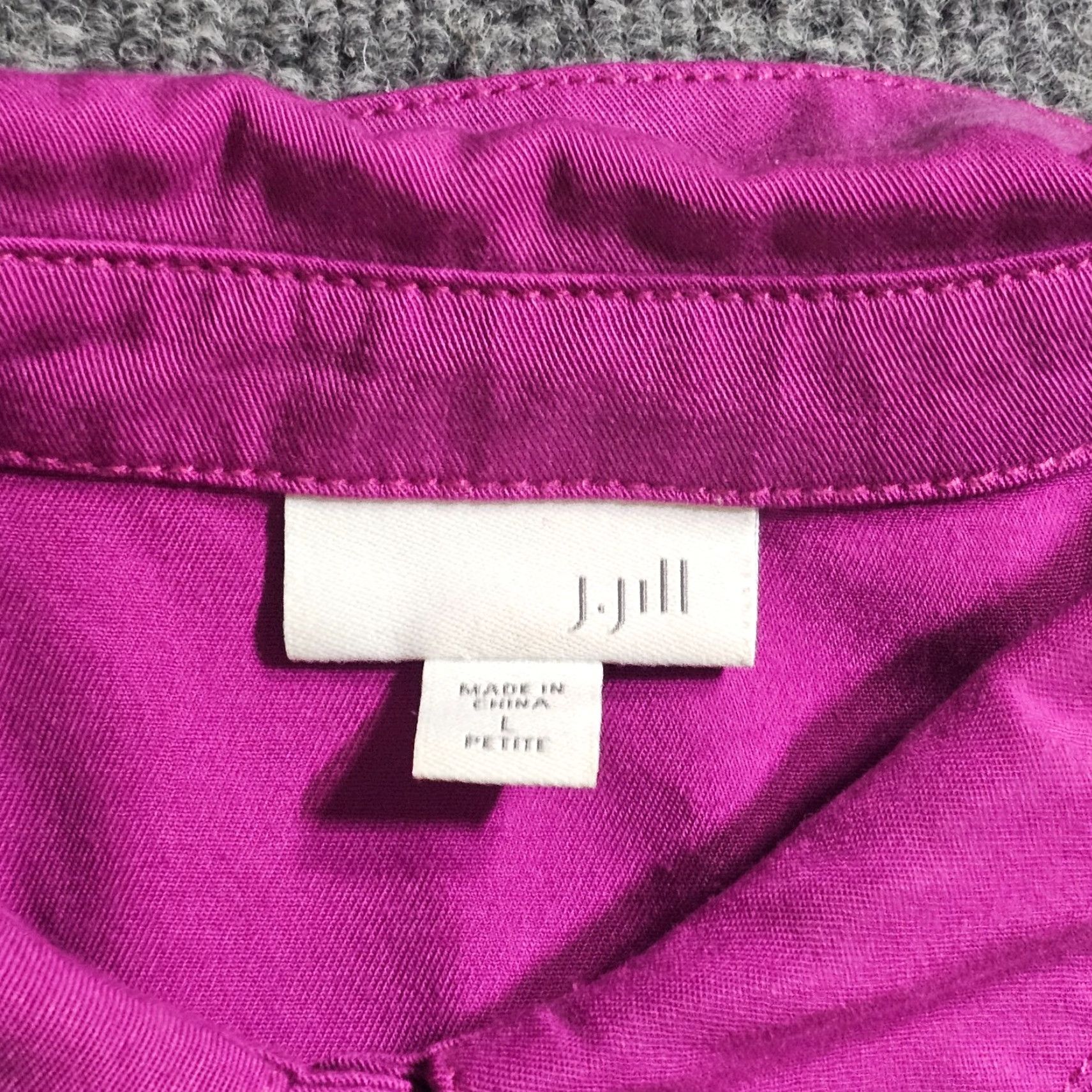 J. Jill J Jill Top Blouse Women PL Pink Purple Button Long Sleeve Classic Career Twill Lyocell Viscose Size L / US 10 / IT 46 - 3 Thumbnail
