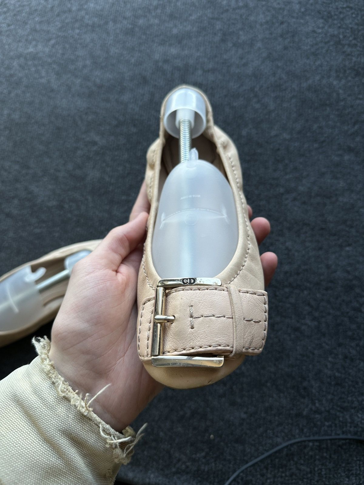 Dior GRAIL🚨 DIOR CHRISTIAN BEIGE Leather Ballet Flats luxury Size US 6.5 / IT 36.5 - 9 Thumbnail