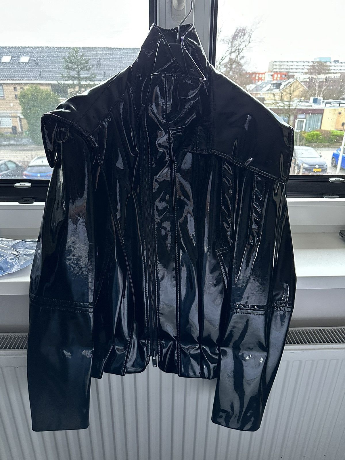 image of A F Vandevorst Runway Fw17 Vulture Polyurethane Coat in Black, Women's (Size Small)