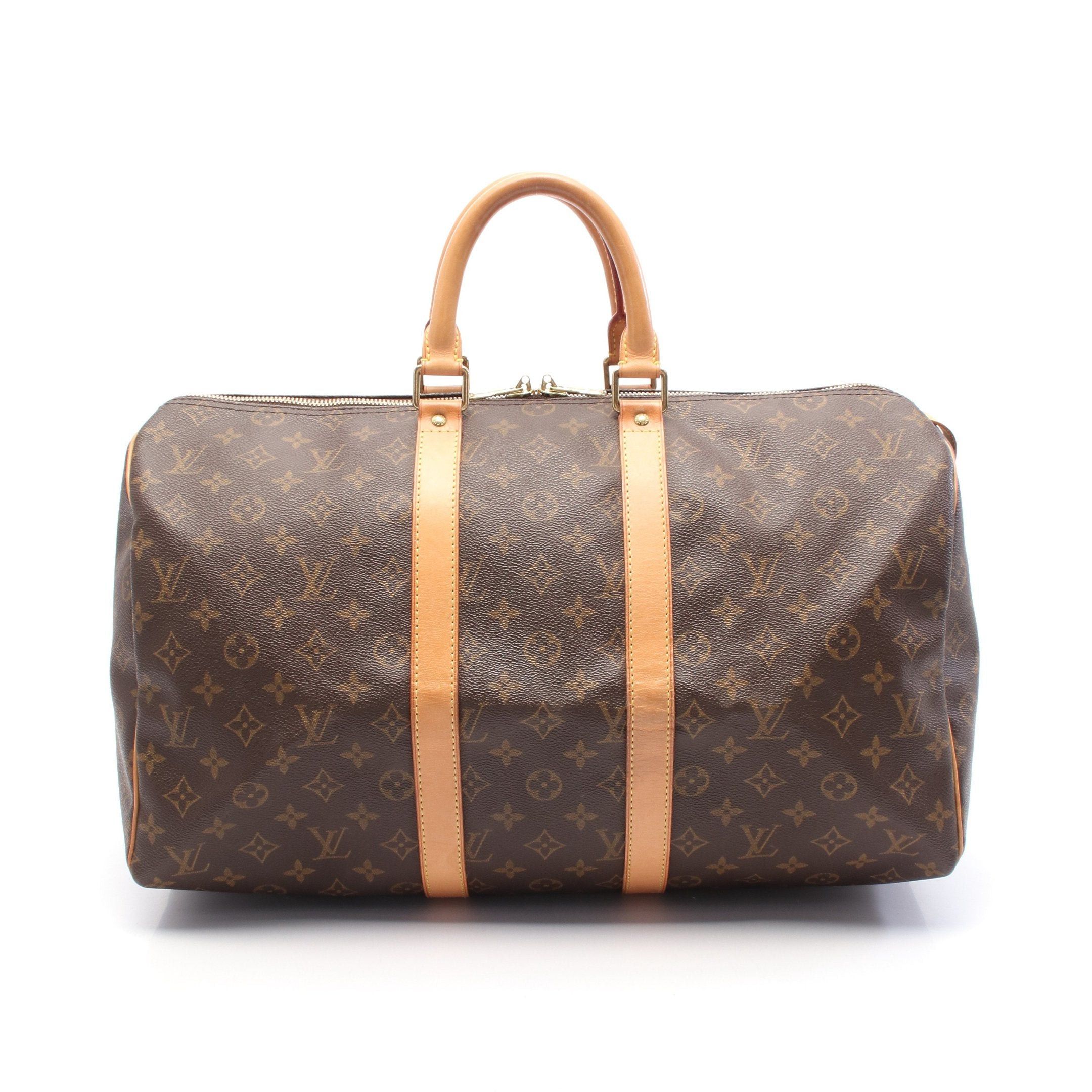 Louis Vuitton Louis Vuitton Keepall 45 Monogram Boston Bag Leather Brown Size ONE SIZE - 1 Thumbnail