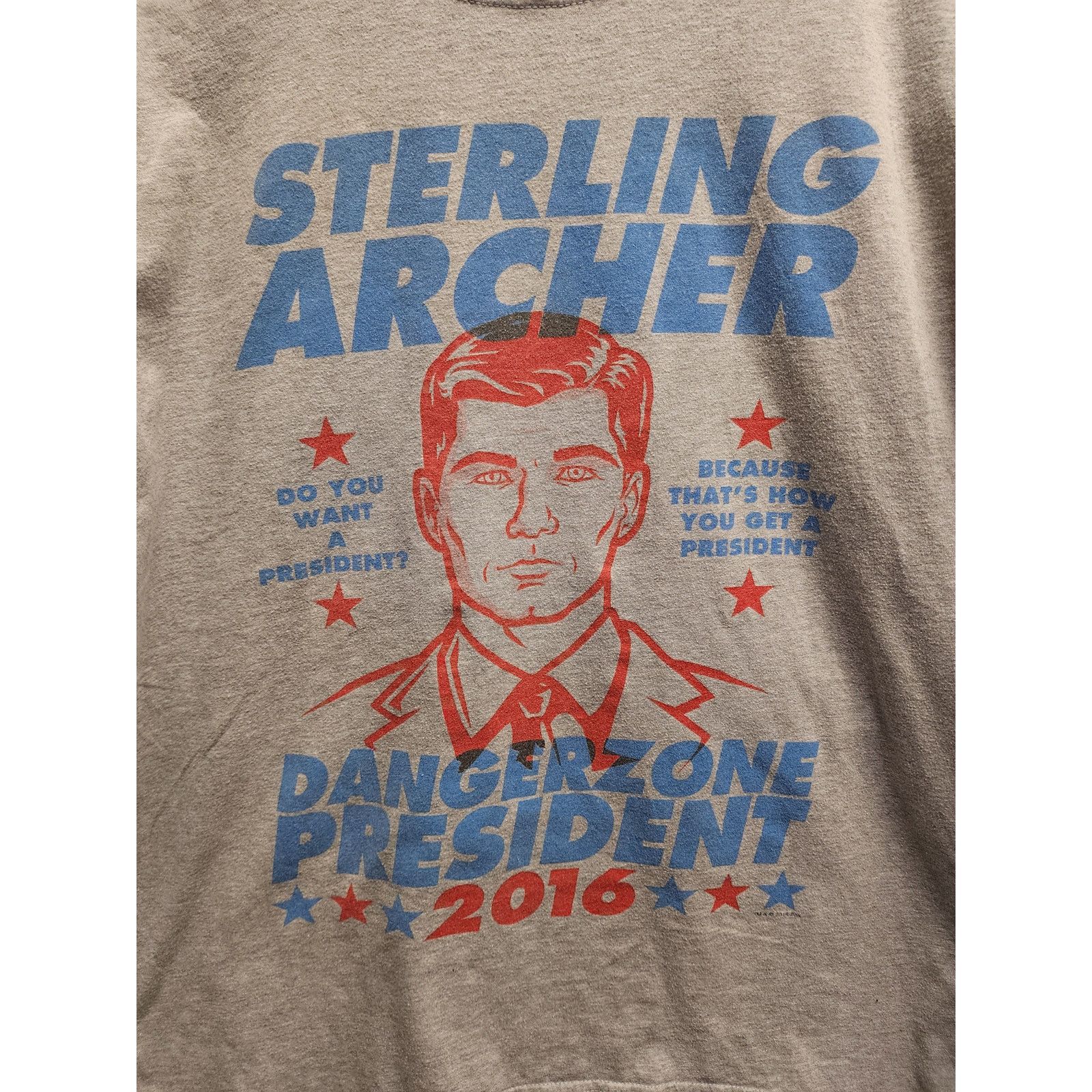 Gildan Sterling Archer Shirt Danger Zone President 2016 Tee XL Gray Size US XL / EU 56 / 4 - 2 Thumbnail