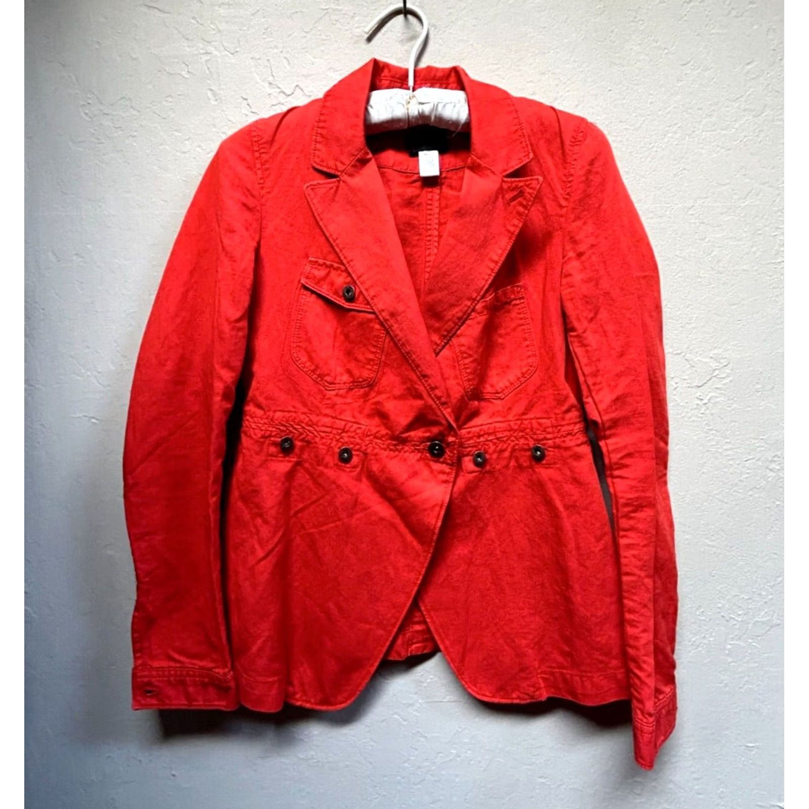 Diesel Diesel Jacket Blazer G-Bott Red Lightweight Notch Collar Linen Blend XXS Women Jacket Blazer, Regular Fit, Long Sleeve, Casual, Vintage: No Size XXS / US 00 / IT 34 - 2 Thumbnail