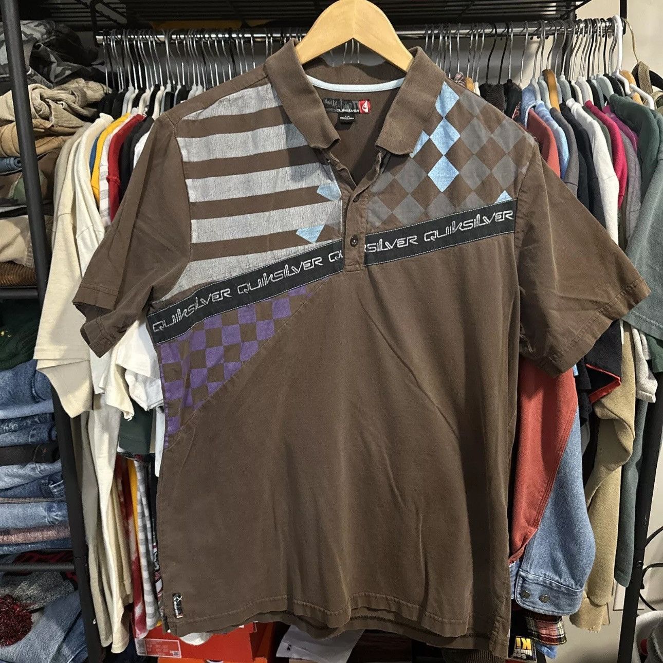 Quiksilver × Vintage Vintage Y2K Quiksilver Spellout Surf Skate Polo Shirt Large Size US L / EU 52-54 / 3 - 1 Thumbnail