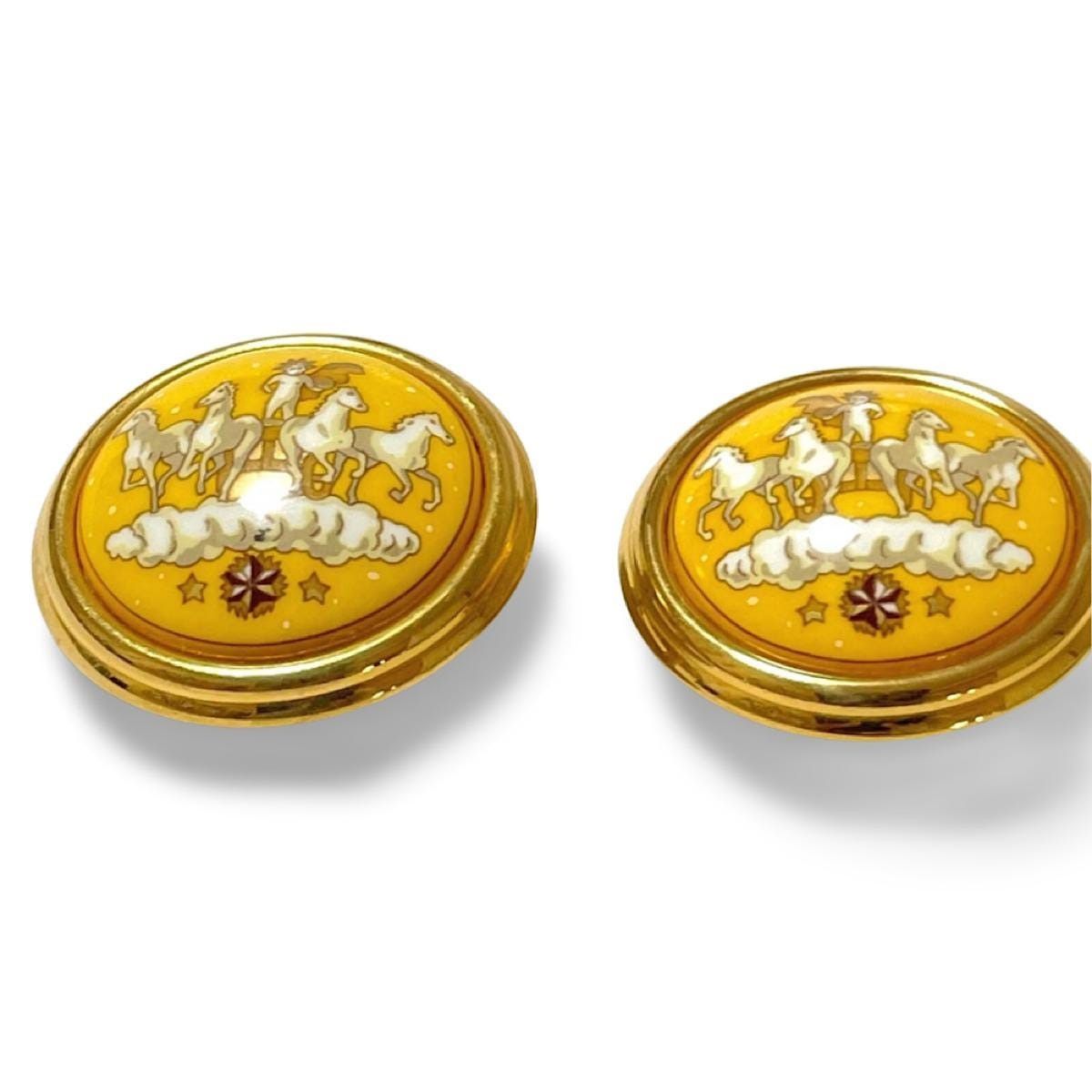 Hermes Vintage Hermes cloisonne enamel golden round earrings Size ONE SIZE - 8 Thumbnail