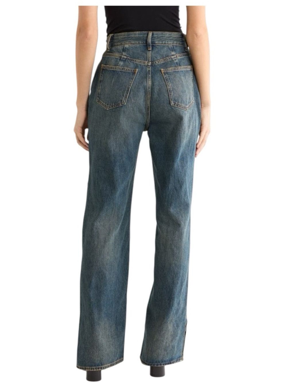 Good American Good American Khloé High Waist Patchwork Straight Leg Jeans Size 27" / US 4 / IT 40 - 2 Thumbnail