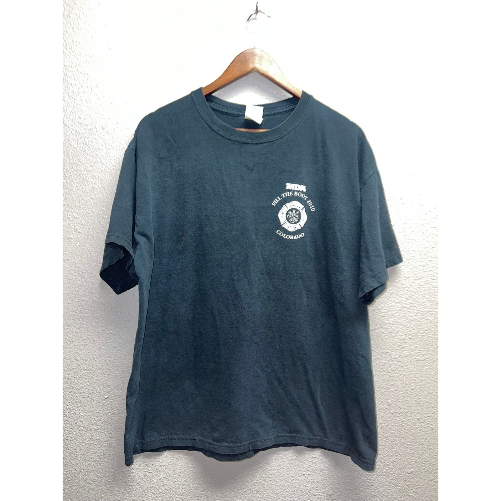 Gildan Vintage Fill The Boot Fire Fighter Shirt MDA Black Tee VTG X Size US XL / EU 56 / 4 - 2 Thumbnail