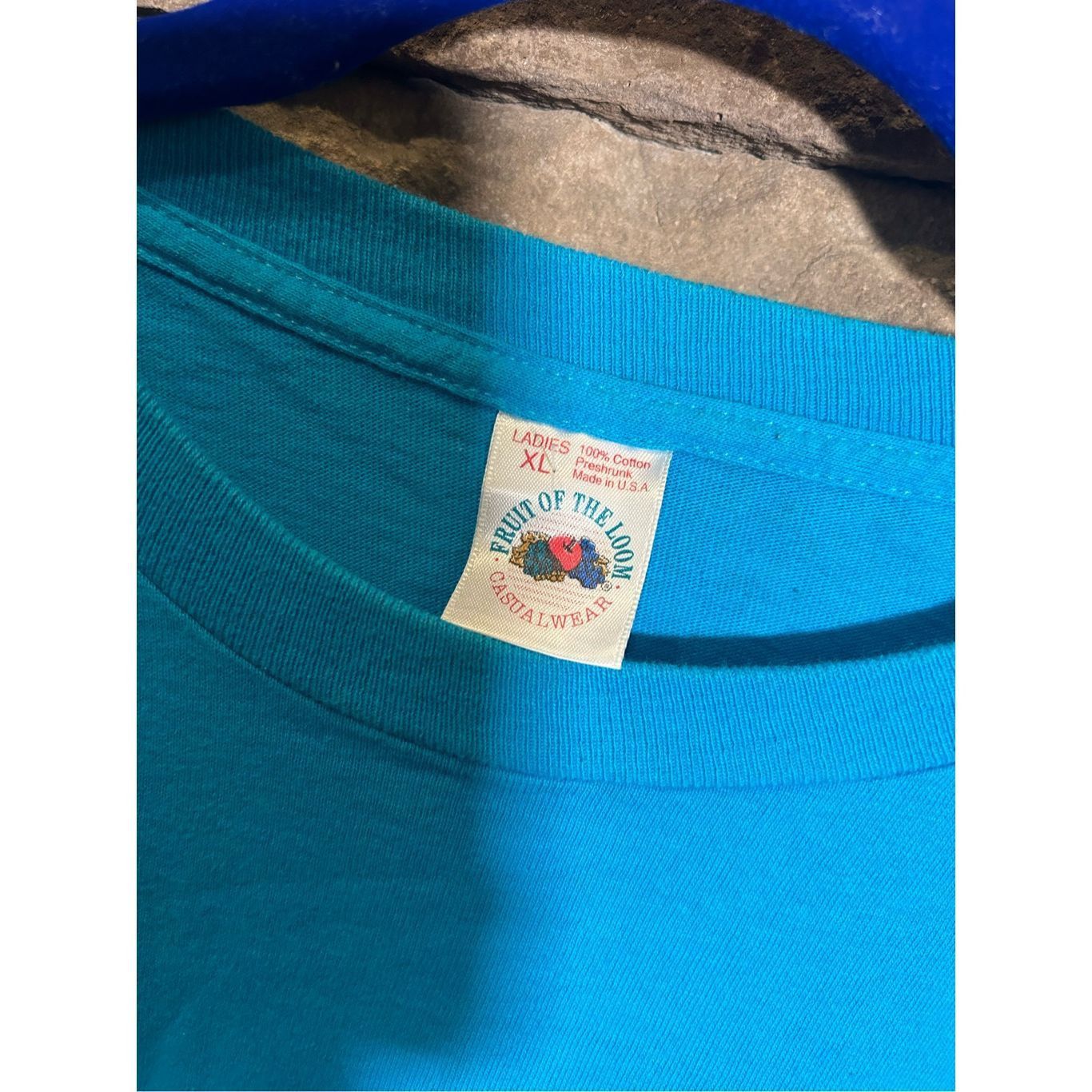 Fruit Of The Loom Vintage 1990s single stitched women’s fruit of loom blue bla Size US XL / EU 56 / 4 - 3 Thumbnail