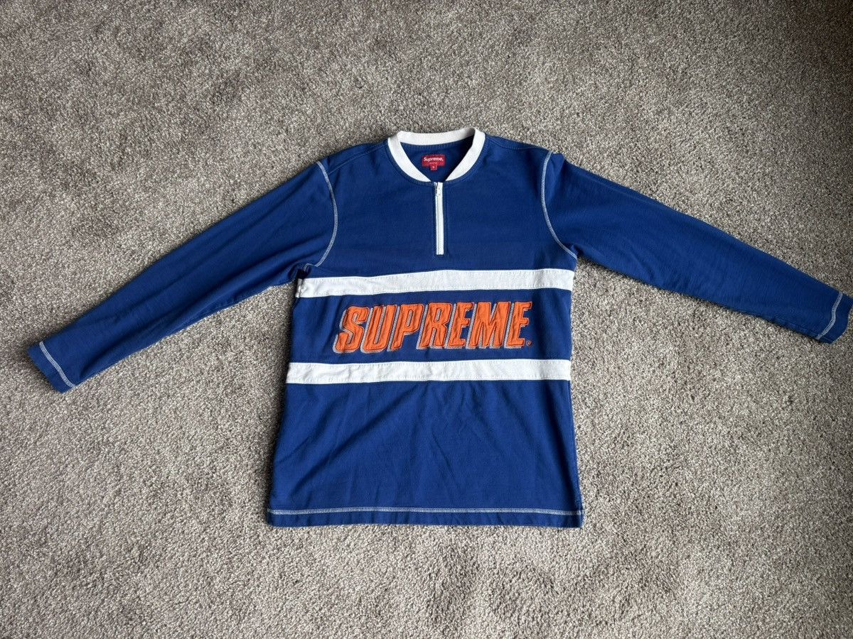 Supreme Supreme Bar Logo Half Zip Top (Royal) Size US S / EU 44-46 / 1 - 1 Thumbnail