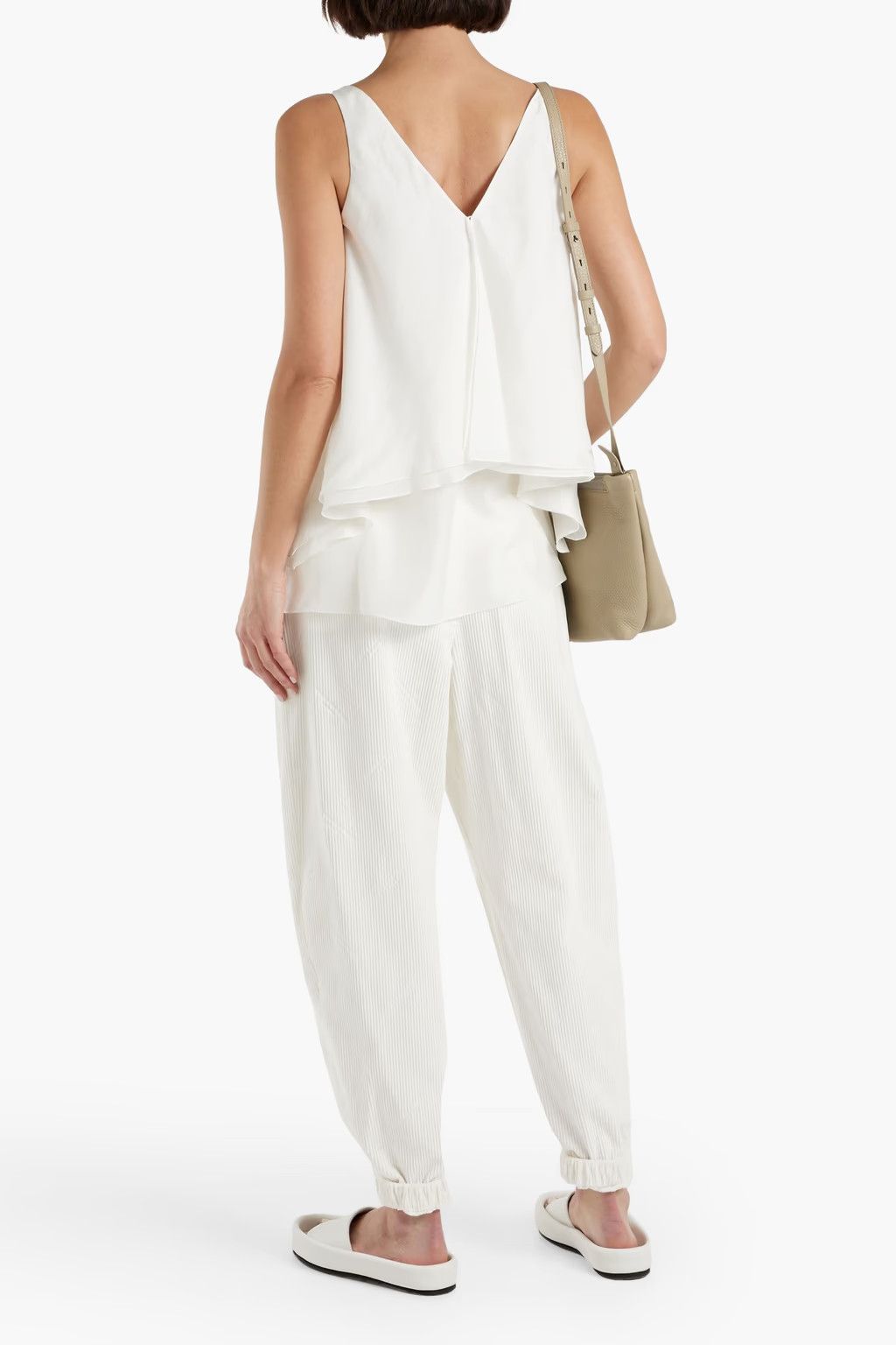 Brunello Cucinelli o1y0825 Silk Top in White Size M / US 6-8 / IT 42-44 - 3 Thumbnail
