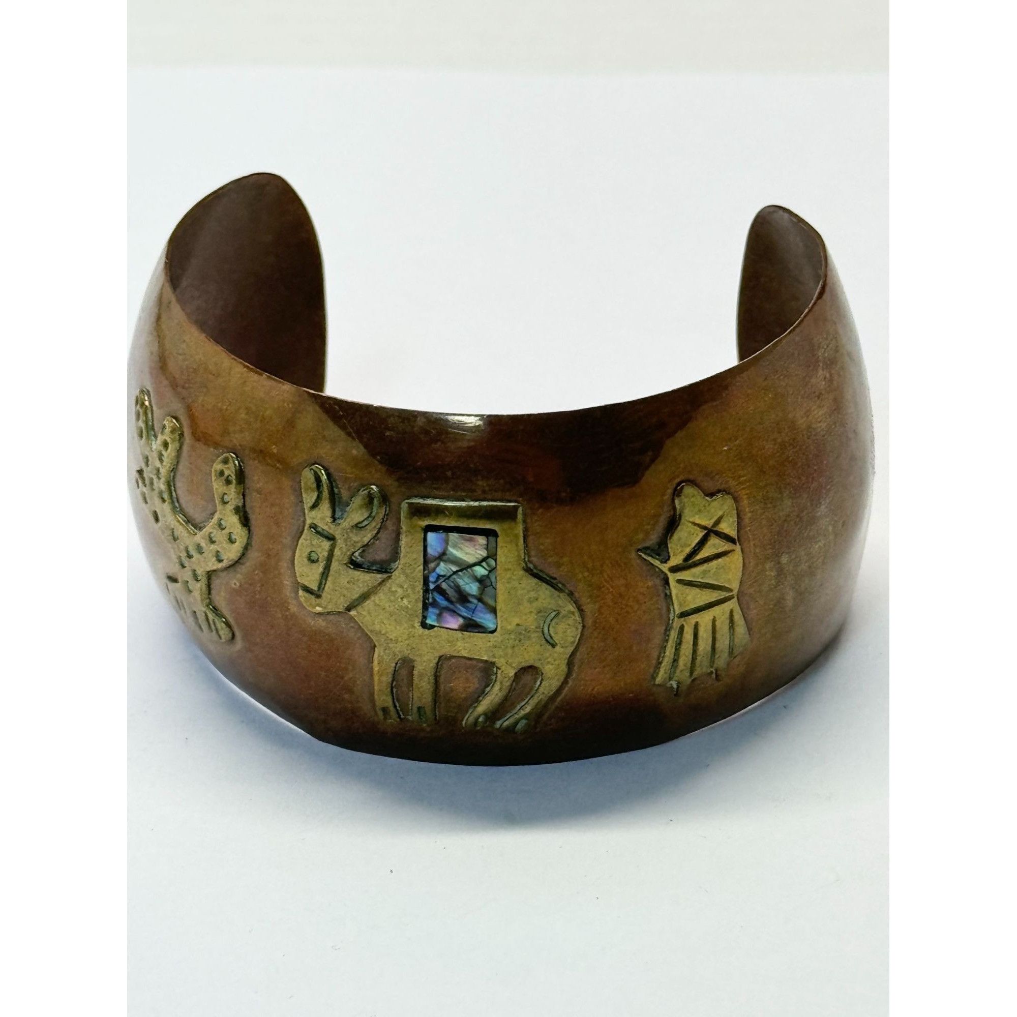 Vintage Mexico cobre Laton Copper Cuff Bracelet Size ONE SIZE - 2 Thumbnail