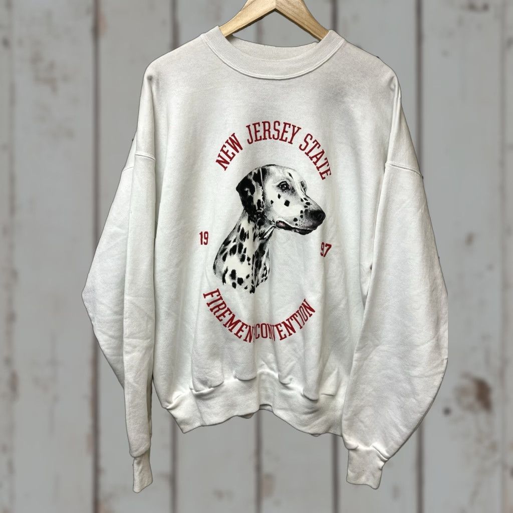 Hanes VINTAGE New Jersey State Firemen’s Convention Sweatshirt White XL Dalmatian 1997 90s Fireman Animals Dog Hanes Pullover Unisex Adults Cotton Blend Size US XL / EU 56 / 4 - 1 Thumbnail